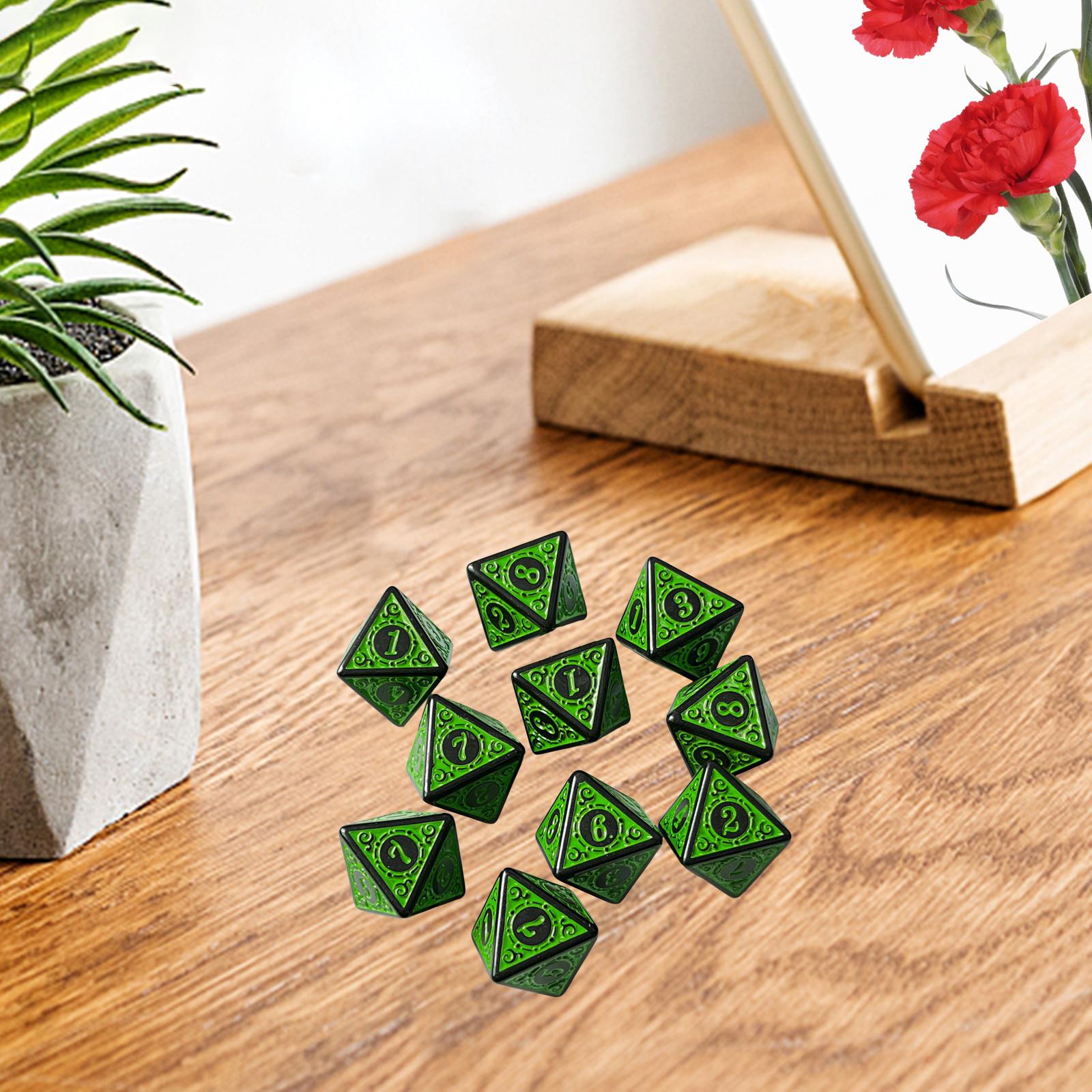 2x10Pcs 15mm Dices Acrylic Party Game Dices 8 Sided Dices Set for Party KTV Green