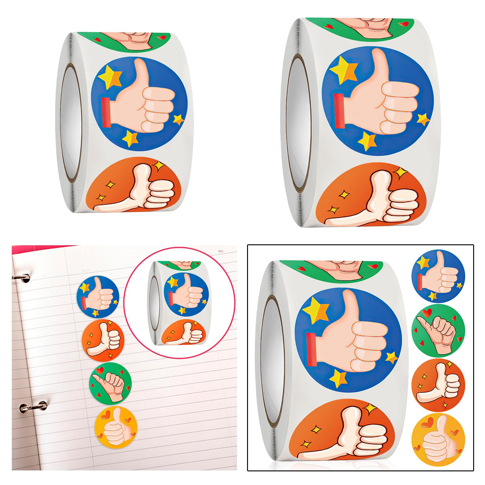 2x500 Pieces Motivational Stickers Thumbs up Sticker for Party Present Package Dia 1inch
