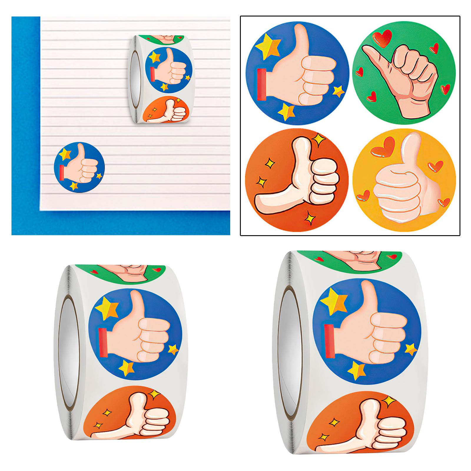 4x500 Pieces Motivational Stickers Thumbs up Sticker for Party Present Package Dia 1inch