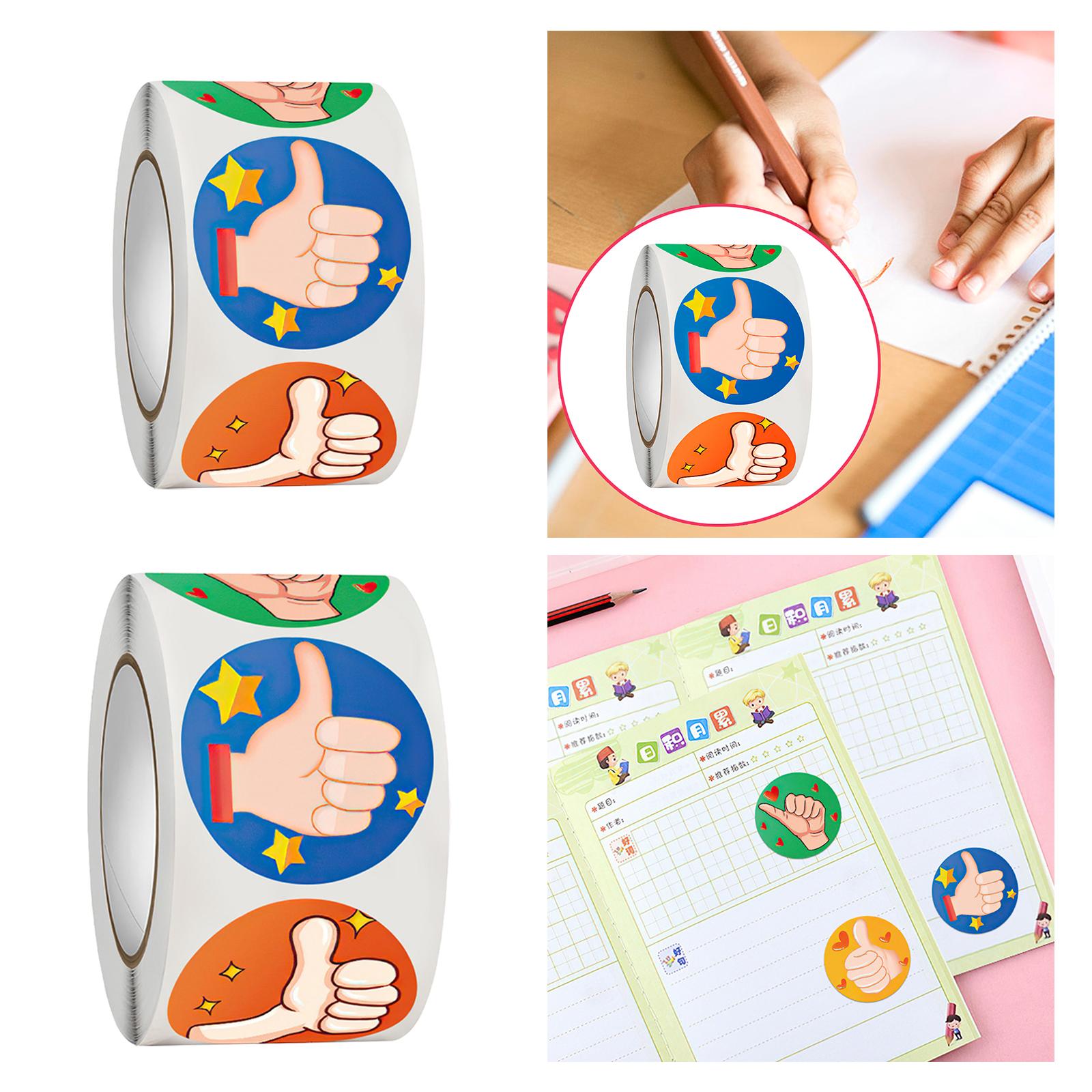 2x500 Pieces Motivational Stickers Thumbs up Sticker for Party Present Package Dia 1inch