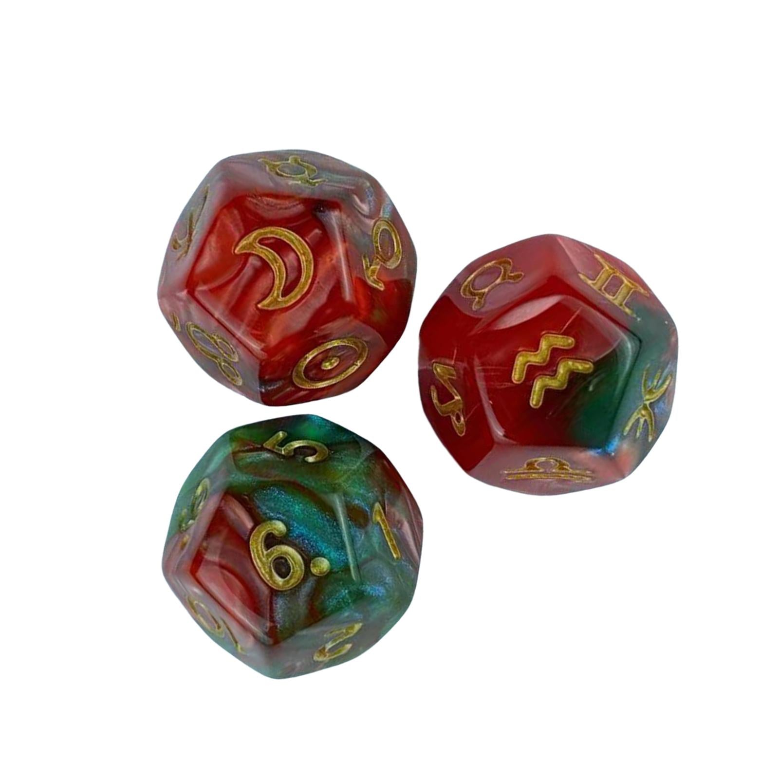 4x3x Astrology Dice 12 Sided for Family Gathering Role Playing Game Dice Games Style B