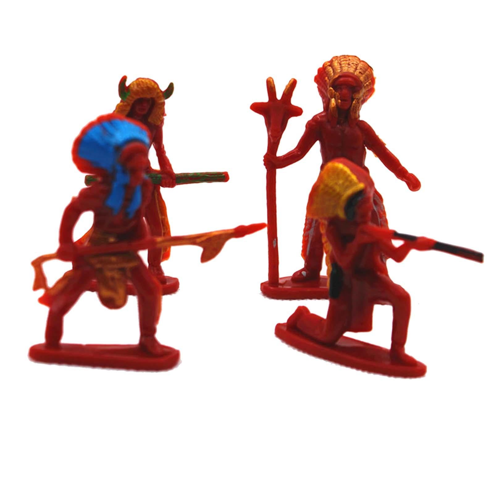 4x4 Pieces Simulation Cowboy People Figures Layout Indian Model Action Figures