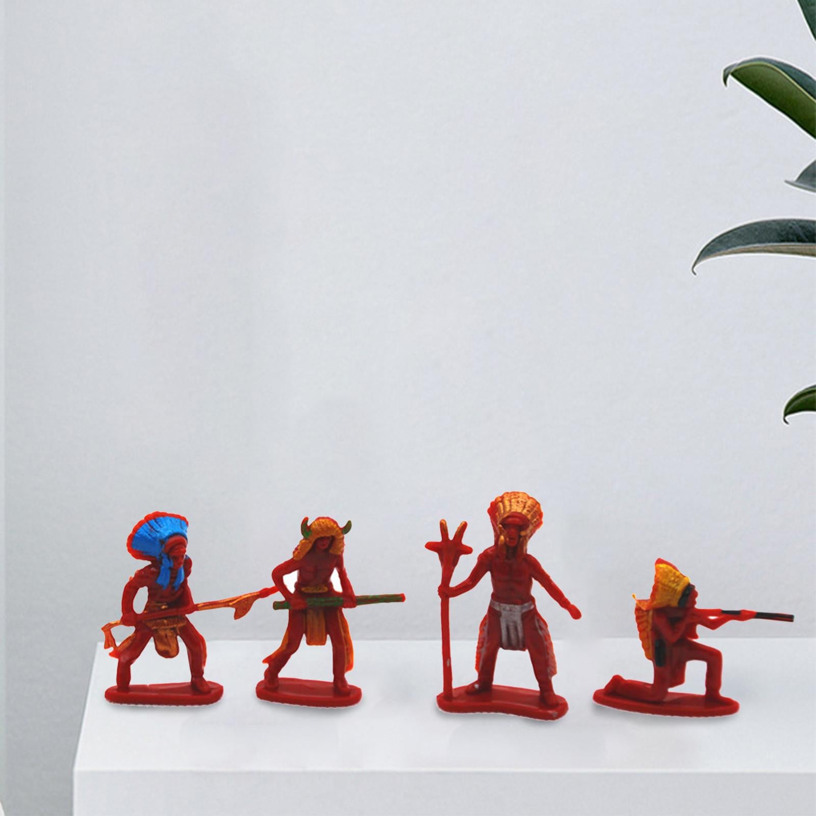 4x4 Pieces Simulation Cowboy People Figures Layout Indian Model Action Figures