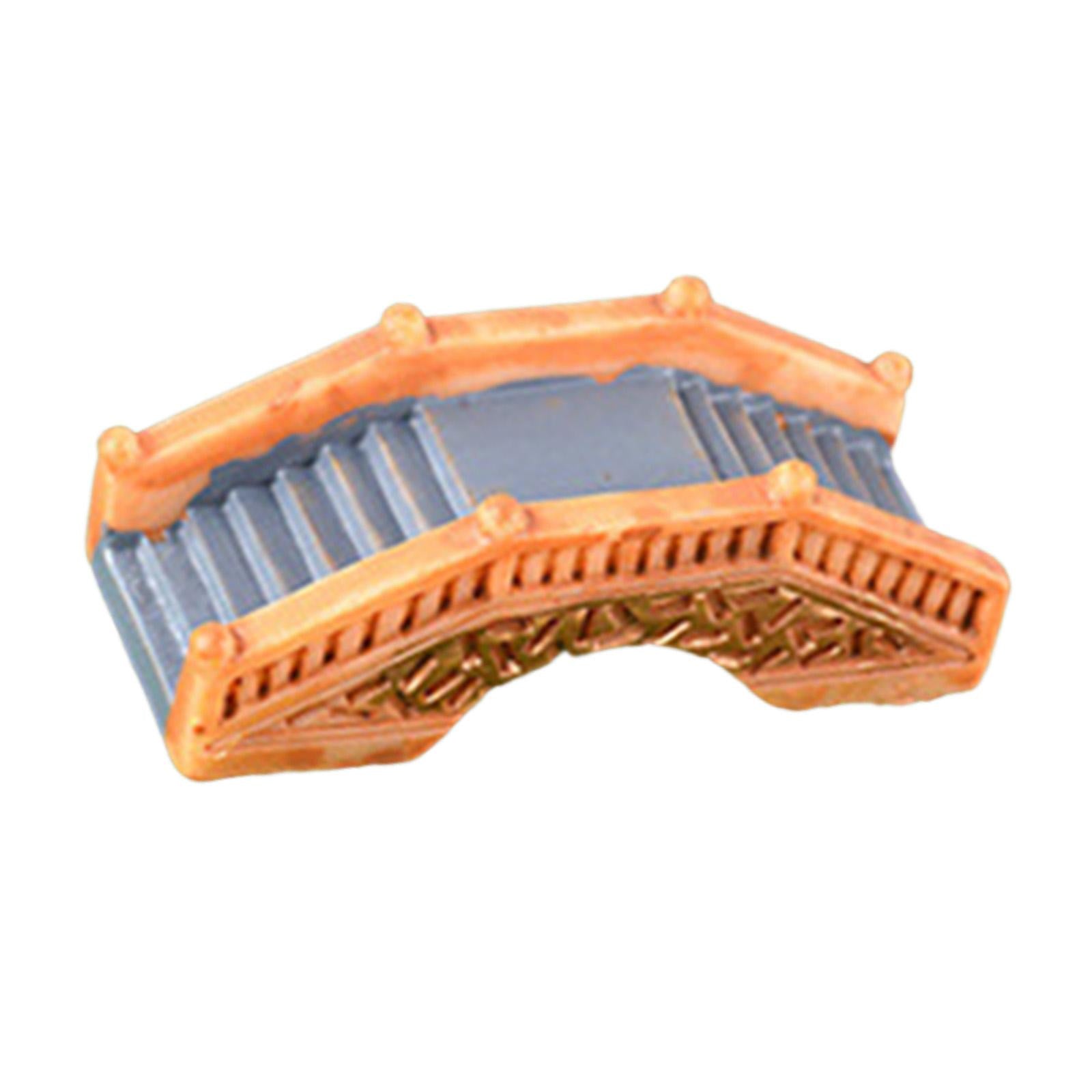2xMiniature Bridge Statue Miniature Garden Bridge for Desk Aquarium Decor Orange