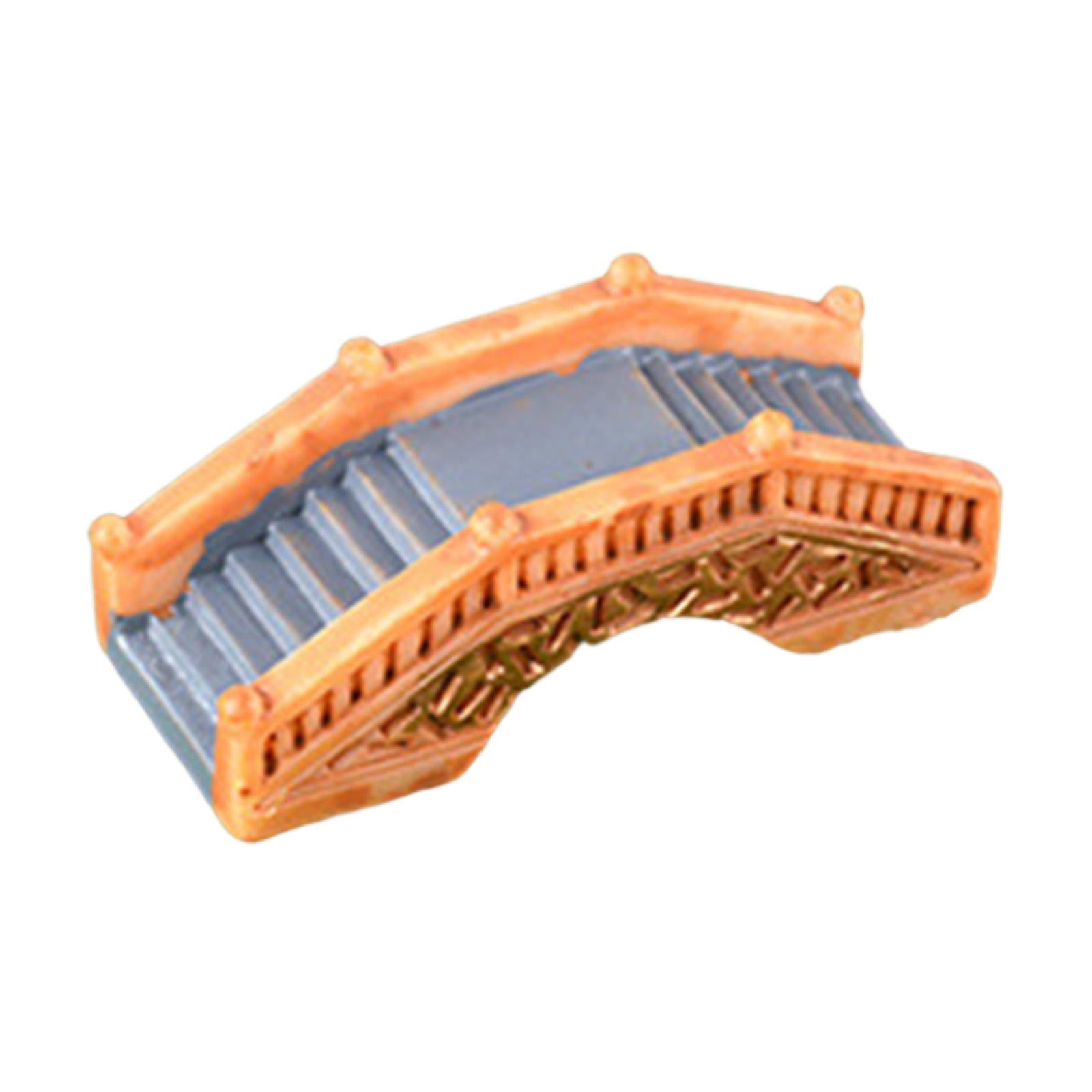 3xMiniature Bridge Statue Miniature Garden Bridge for Desk Aquarium Decor Orange