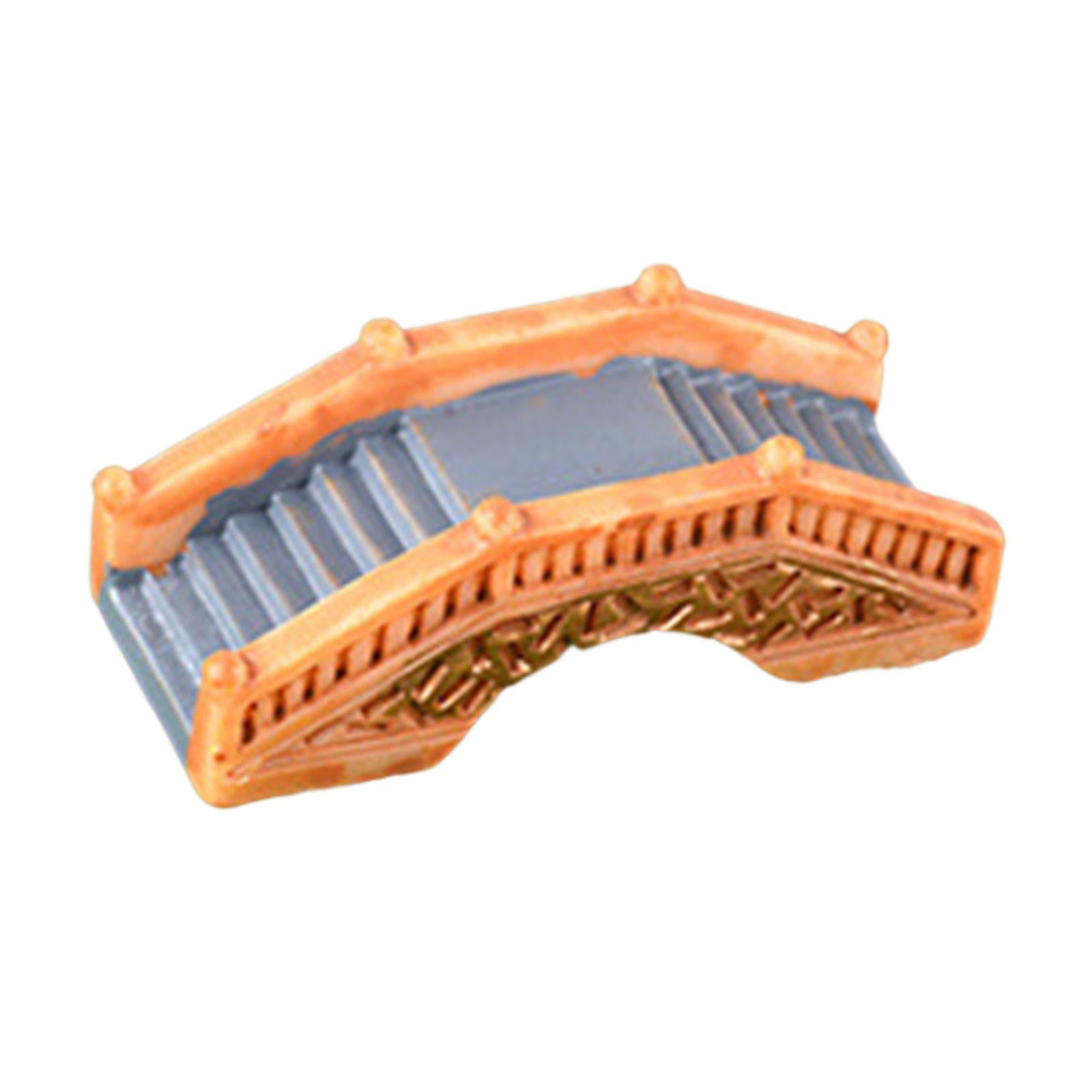 3xMiniature Bridge Statue Miniature Garden Bridge for Desk Aquarium Decor Orange