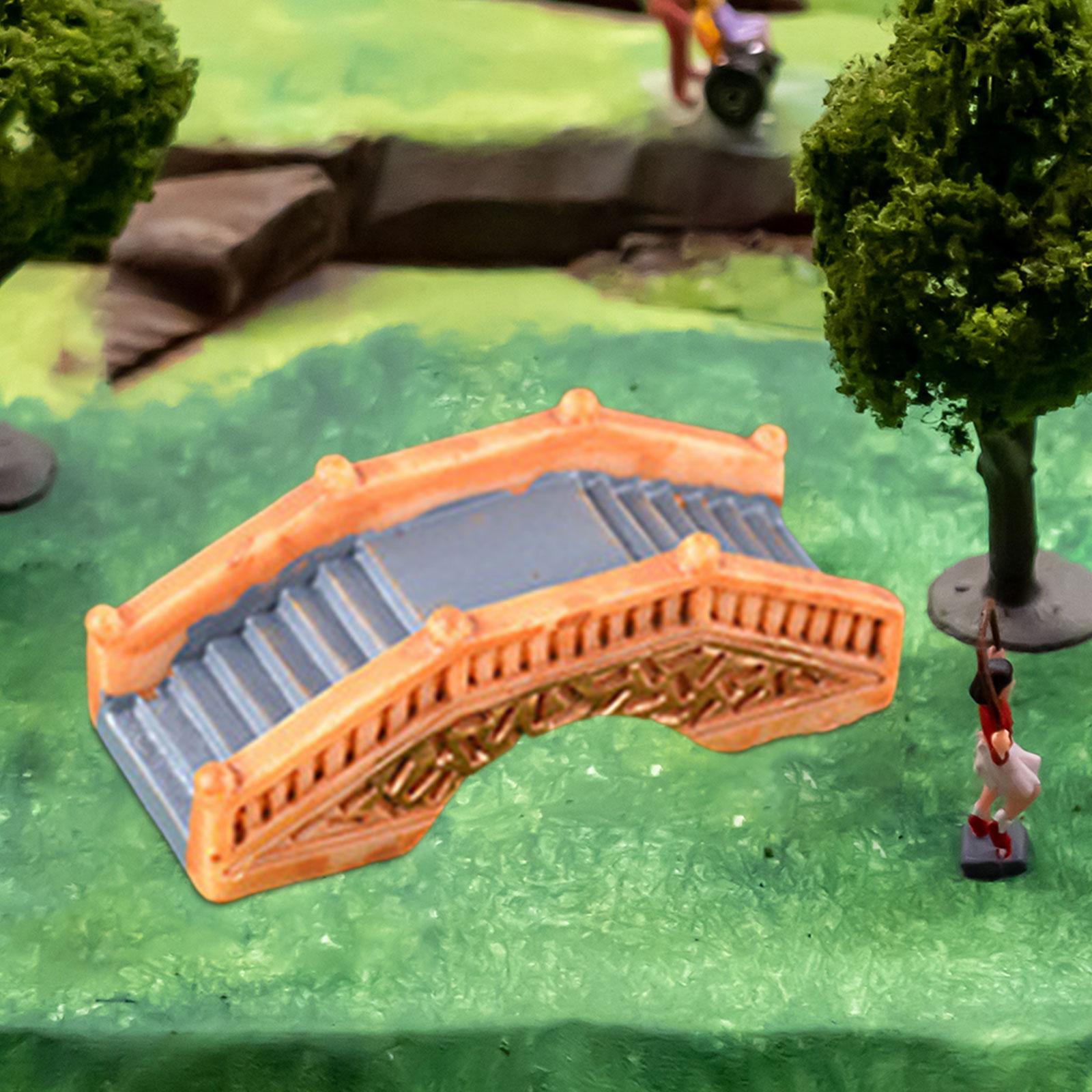 2xMiniature Bridge Statue Miniature Garden Bridge for Desk Aquarium Decor Orange