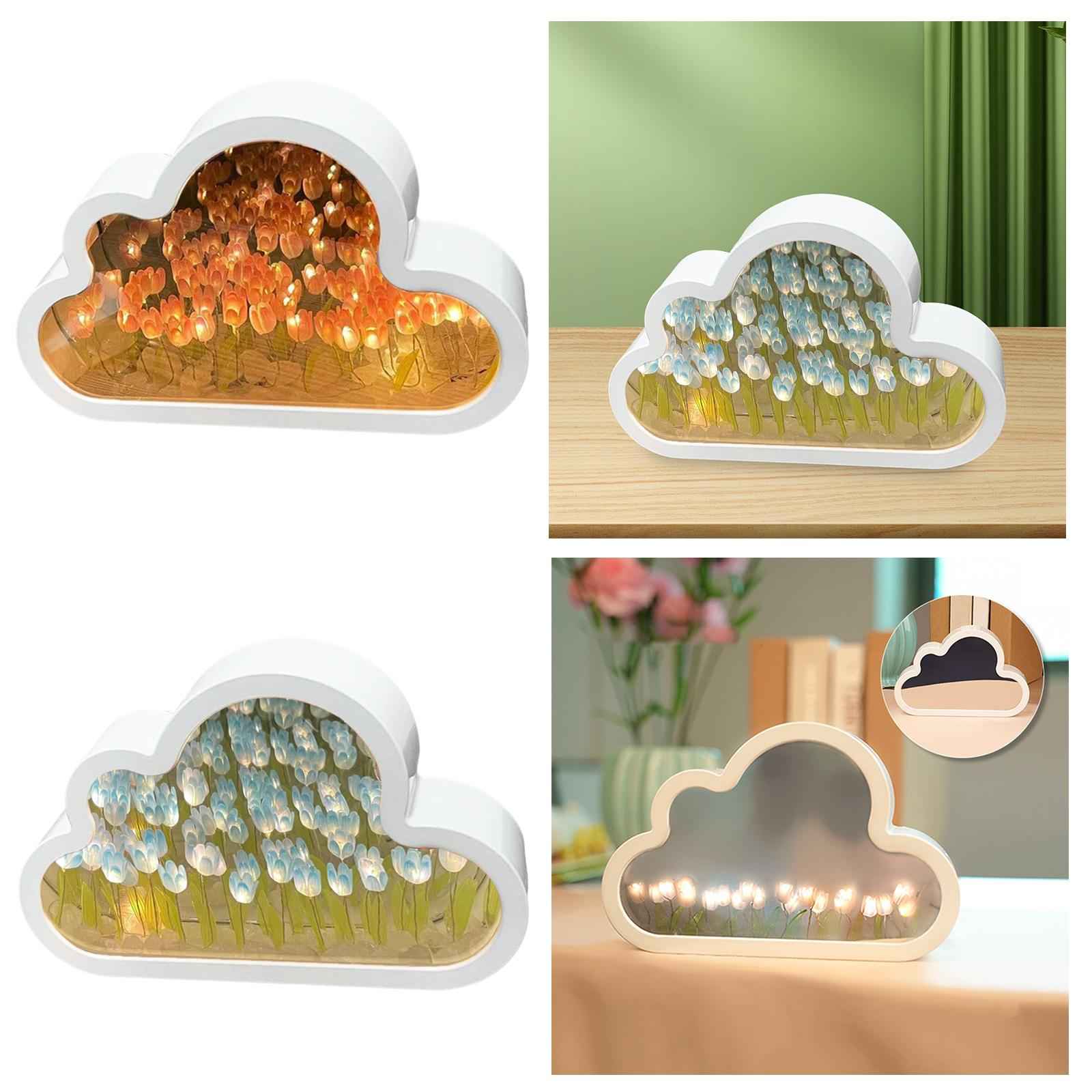 DIY Mirror Night Lamp Small Night Light Bedside Lamp for Bathroom Desk Party Pink
