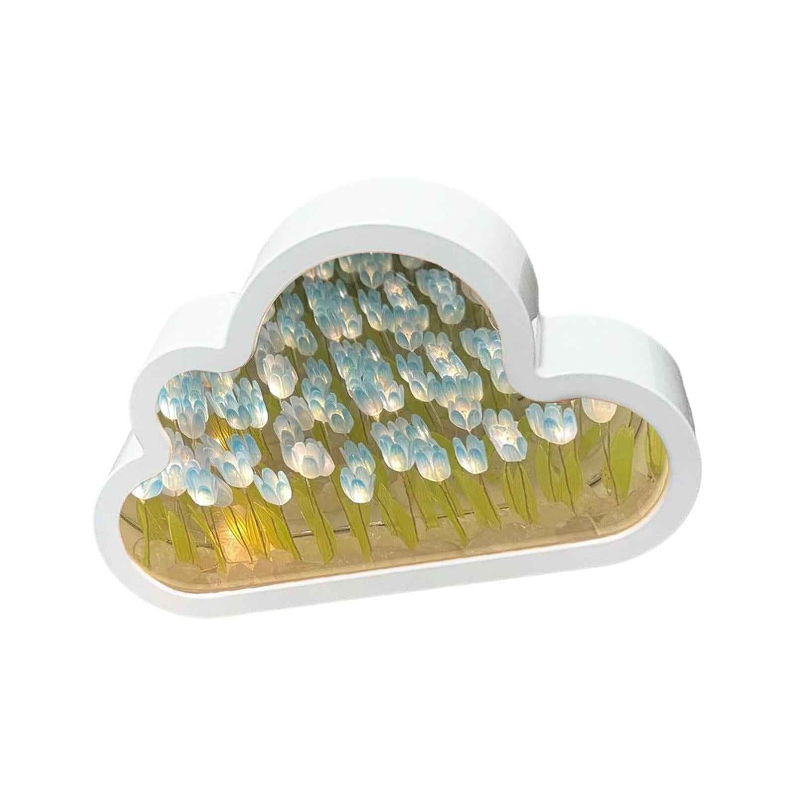 DIY Mirror Night Lamp Small Night Light Bedside Lamp for Bathroom Desk Party Blue