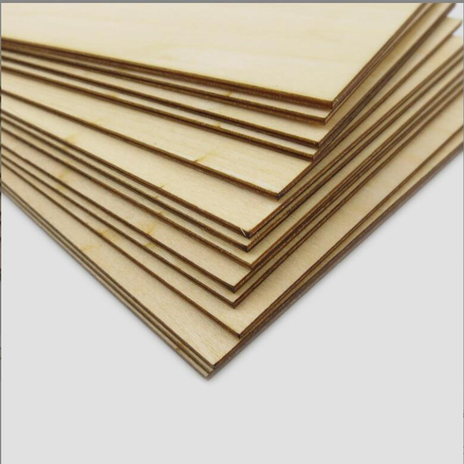 4x10 Pieces Wood Sheets Board Thin Plywood Board for Making Plane Model Crafts 100x100x2mm