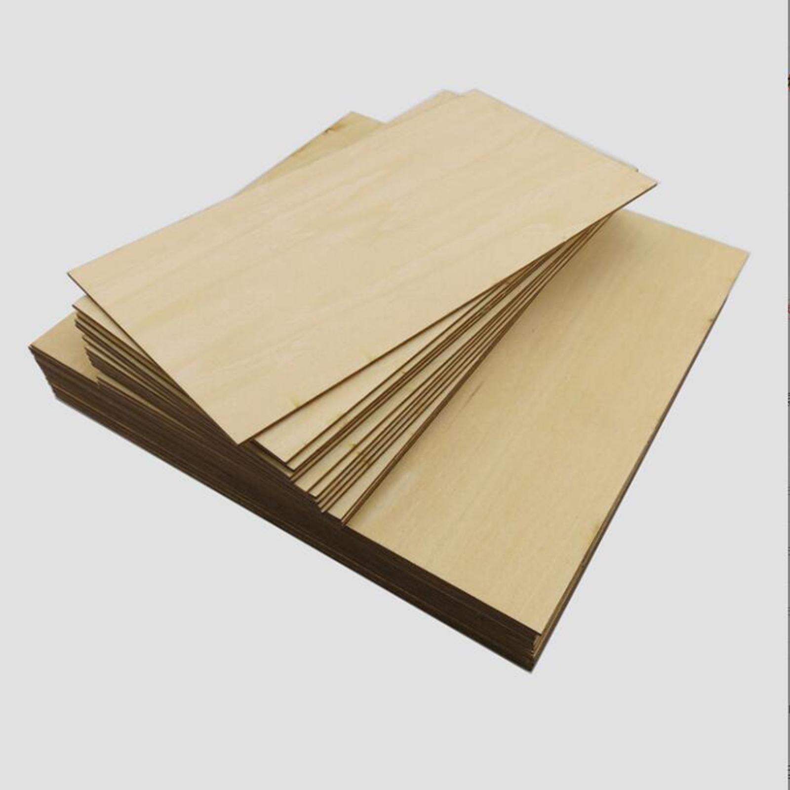 4x10 Pieces Wood Sheets Board Thin Plywood Board for Making Plane Model Crafts 100x100x2mm
