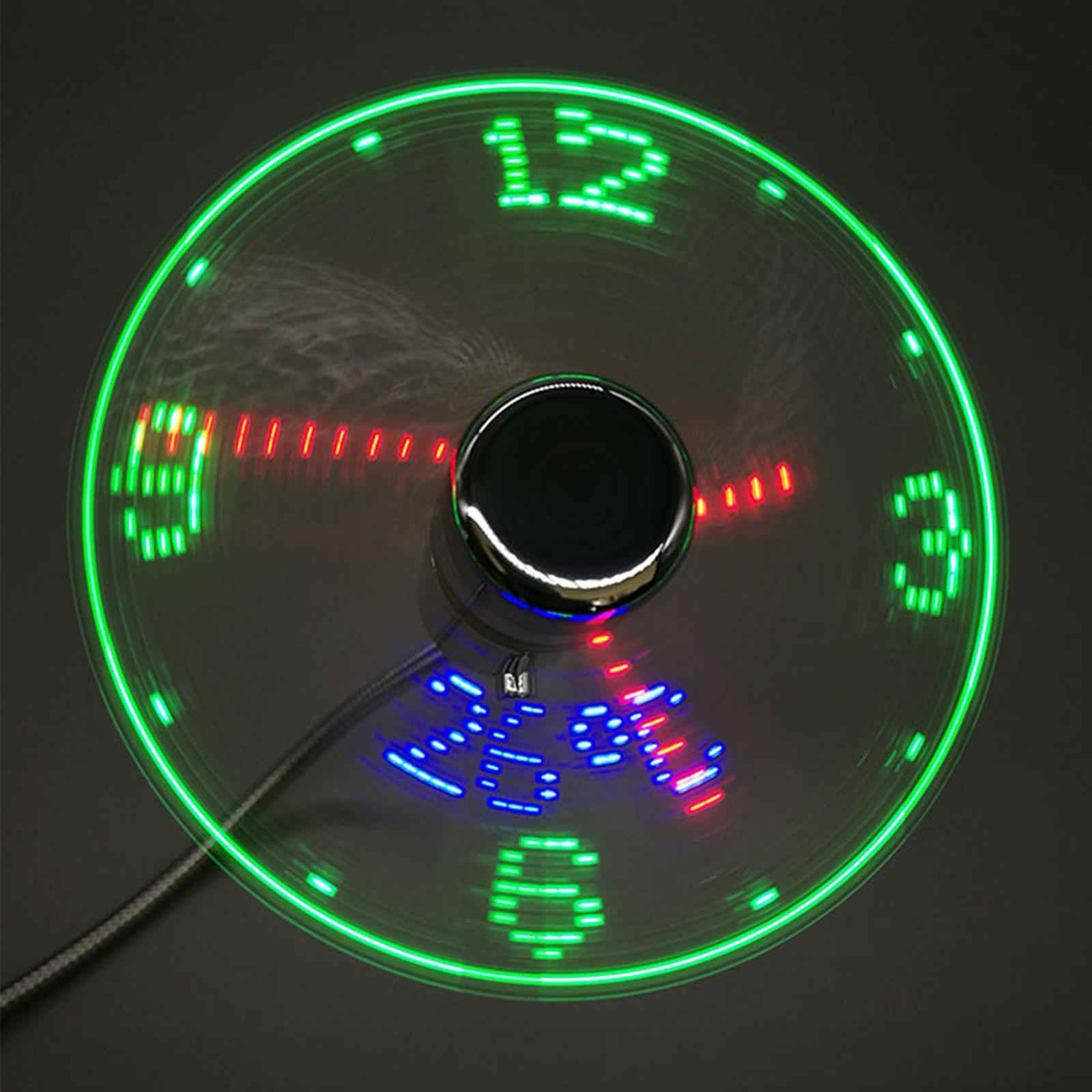 Led Clock Fan with Temperature Desktop Flexible Cooling Fan for Desk Summer Travel