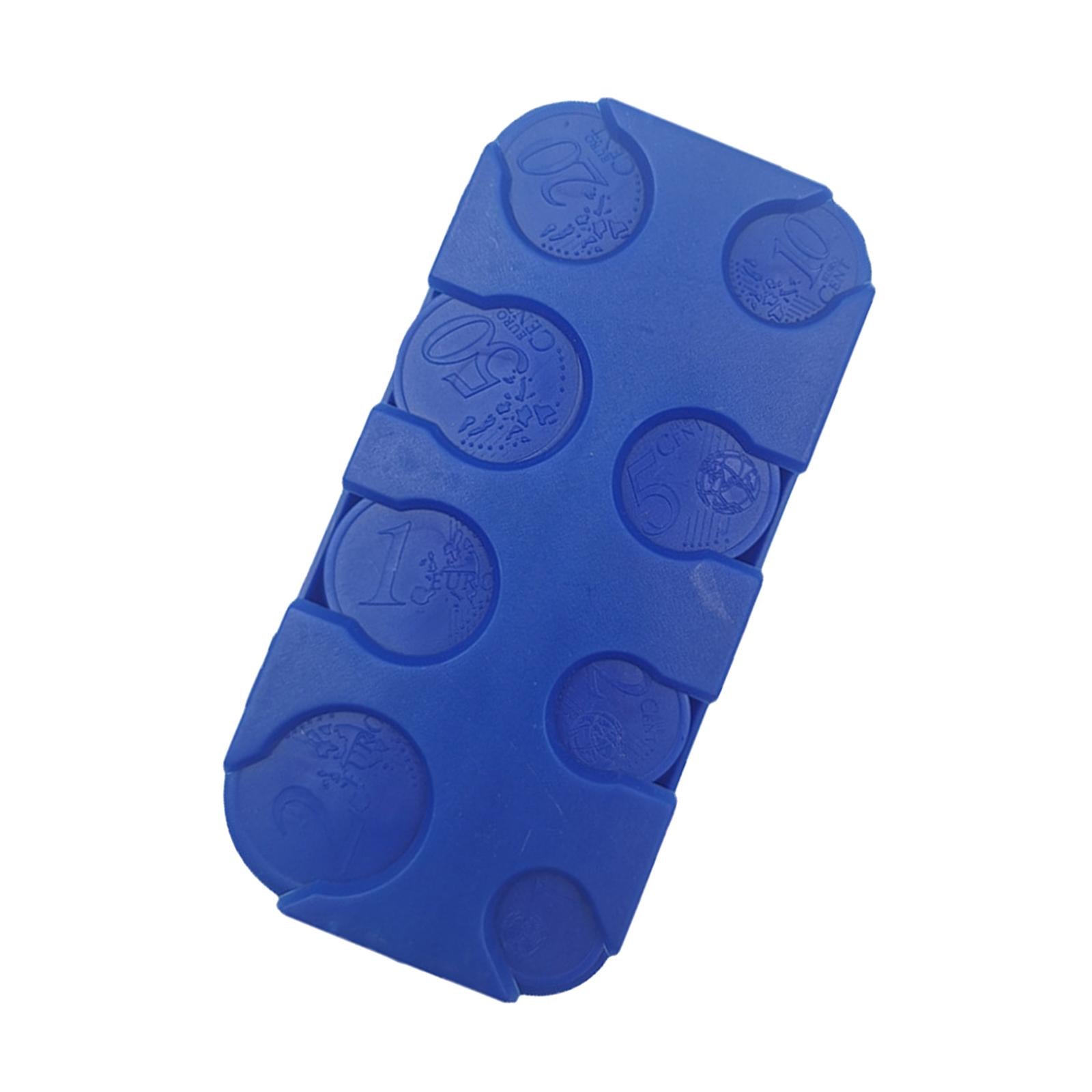 4xCoin Holder Euro Storage Organizer Box Coins Collection Lidded Coin Dispenser blue