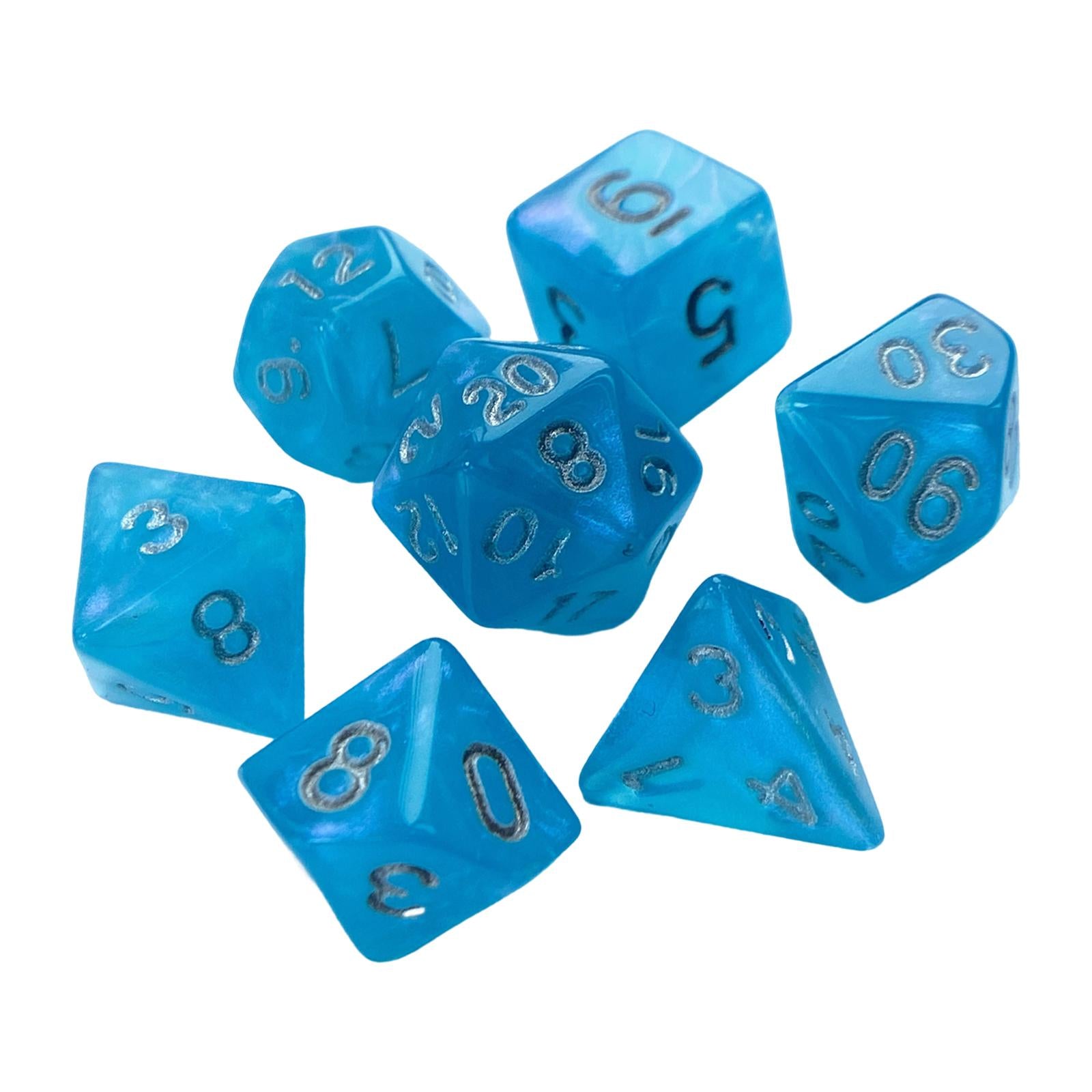 4x7 Pieces Polyhedral Dices Set Game Dices for Party Game Table Game Card Game Light Blue