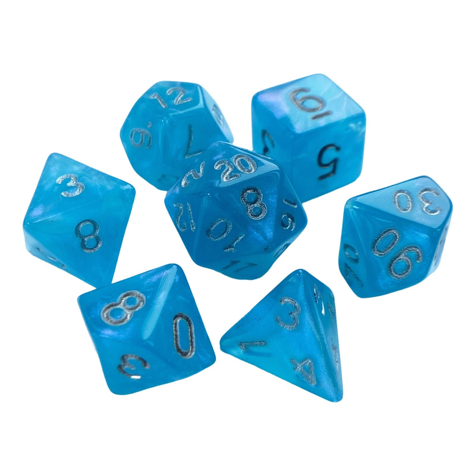4x7 Pieces Polyhedral Dices Set Game Dices for Party Game Table Game Card Game Light Blue
