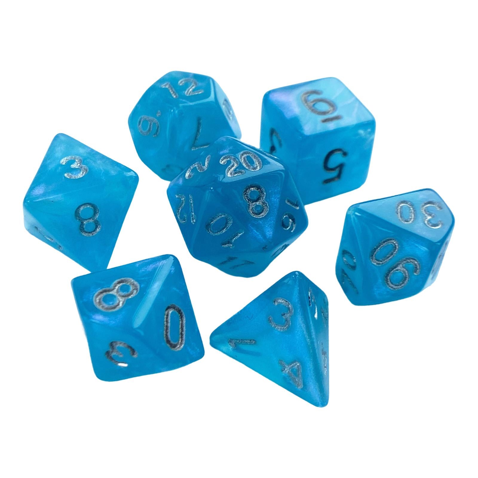 2x7 Pieces Polyhedral Dices Set Game Dices for Party Game Table Game Card Game Light Blue