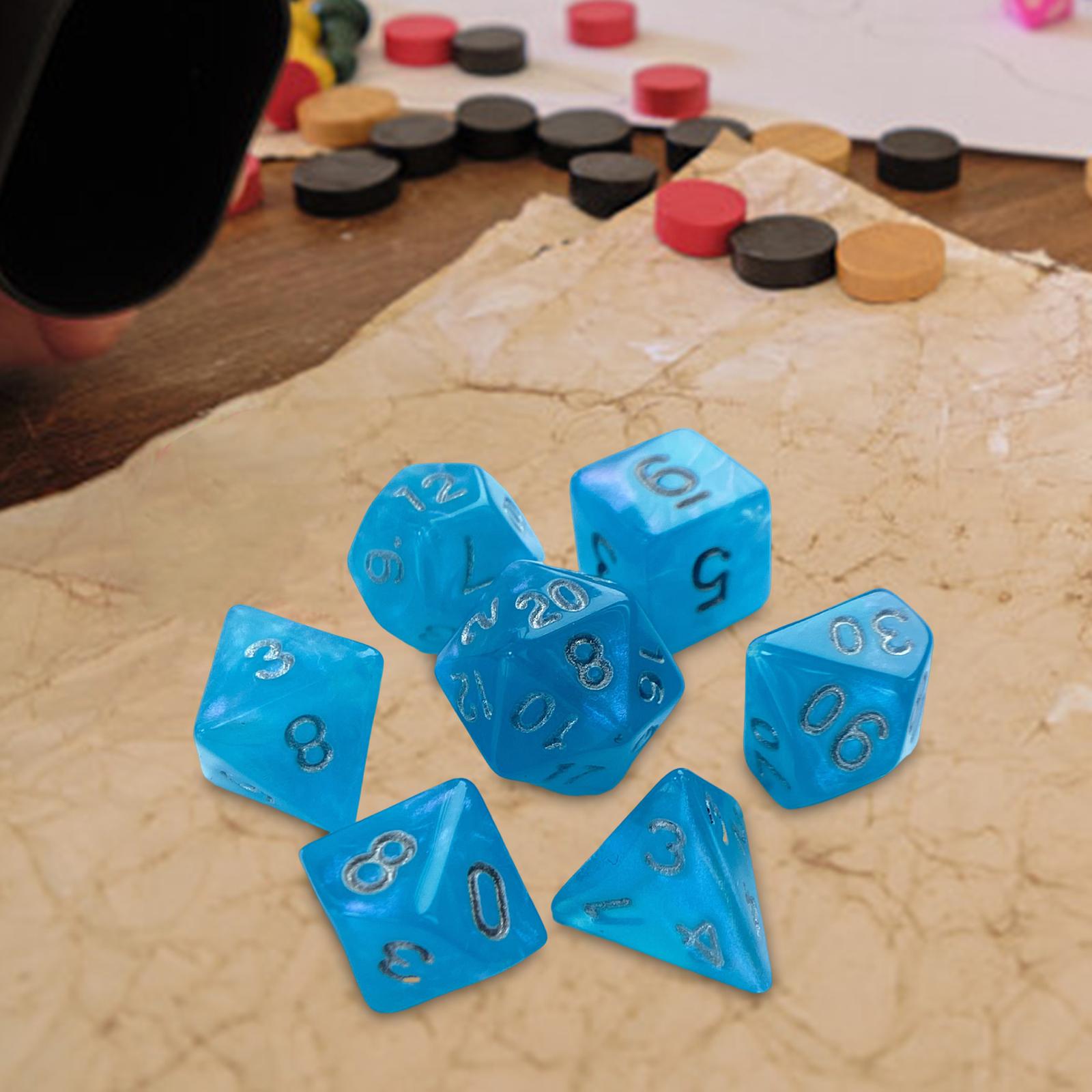 4x7 Pieces Polyhedral Dices Set Game Dices for Party Game Table Game Card Game Light Blue