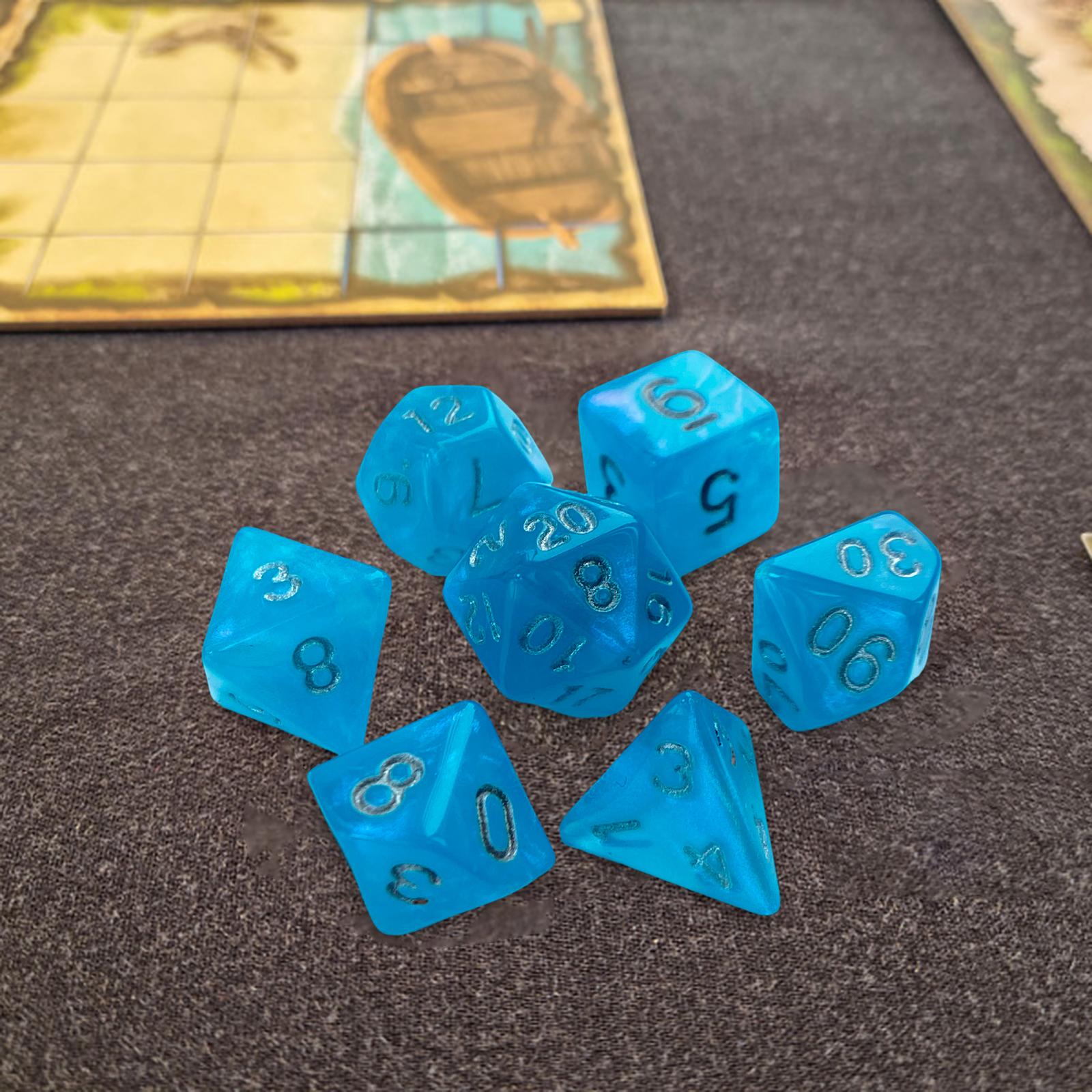 4x7 Pieces Polyhedral Dices Set Game Dices for Party Game Table Game Card Game Light Blue