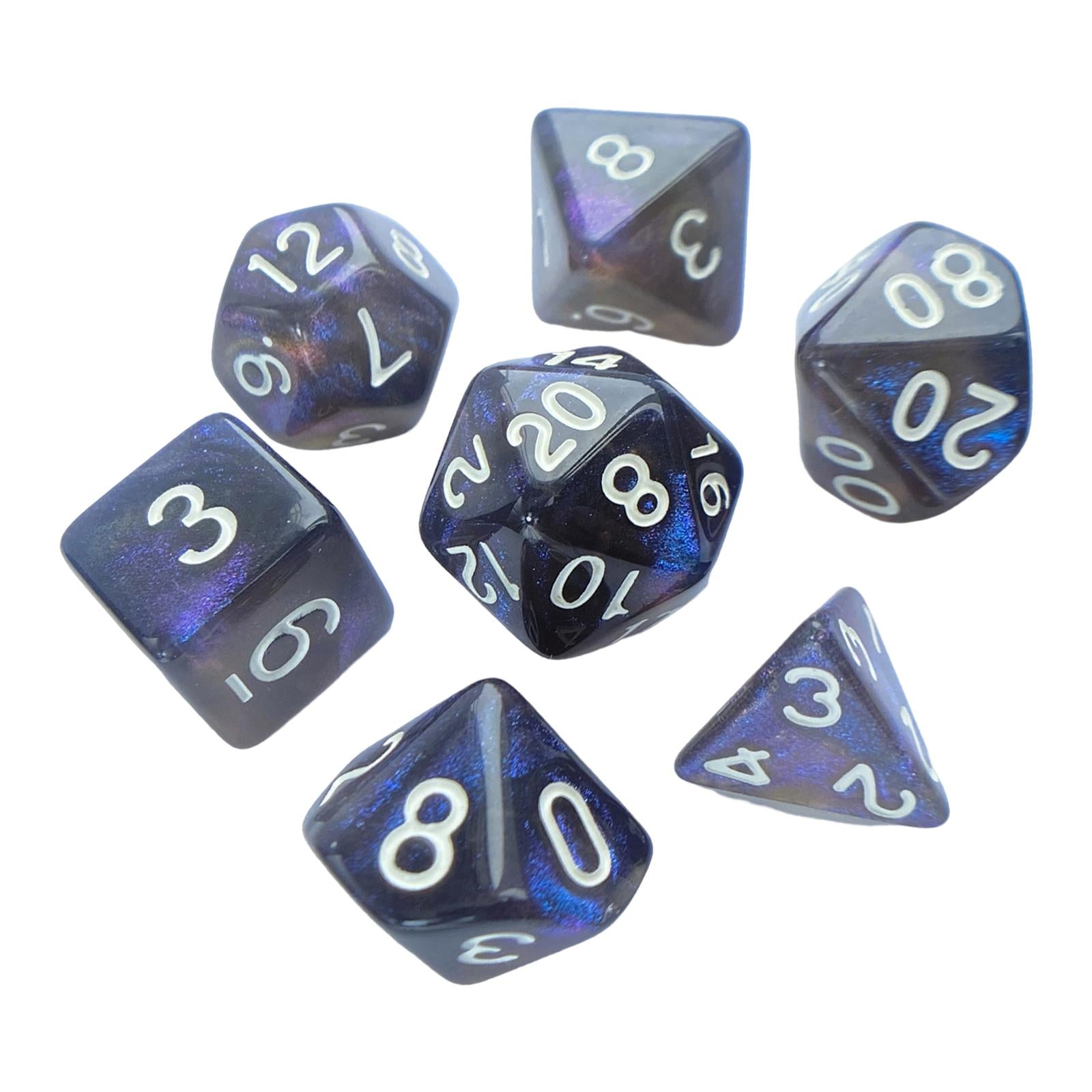 2x7 Pieces Polyhedral Dices Set Game Dices for Party Game Table Game Card Game Black and Blue