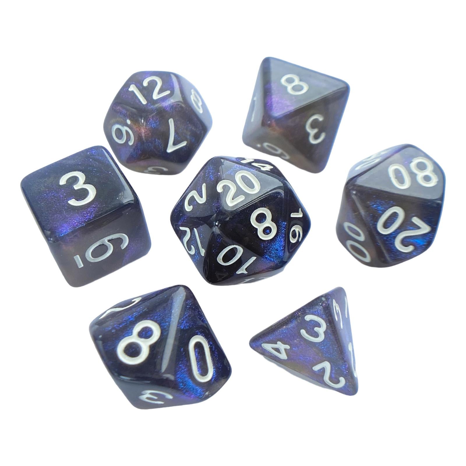 2x7 Pieces Polyhedral Dices Set Game Dices for Party Game Table Game Card Game Black and Blue