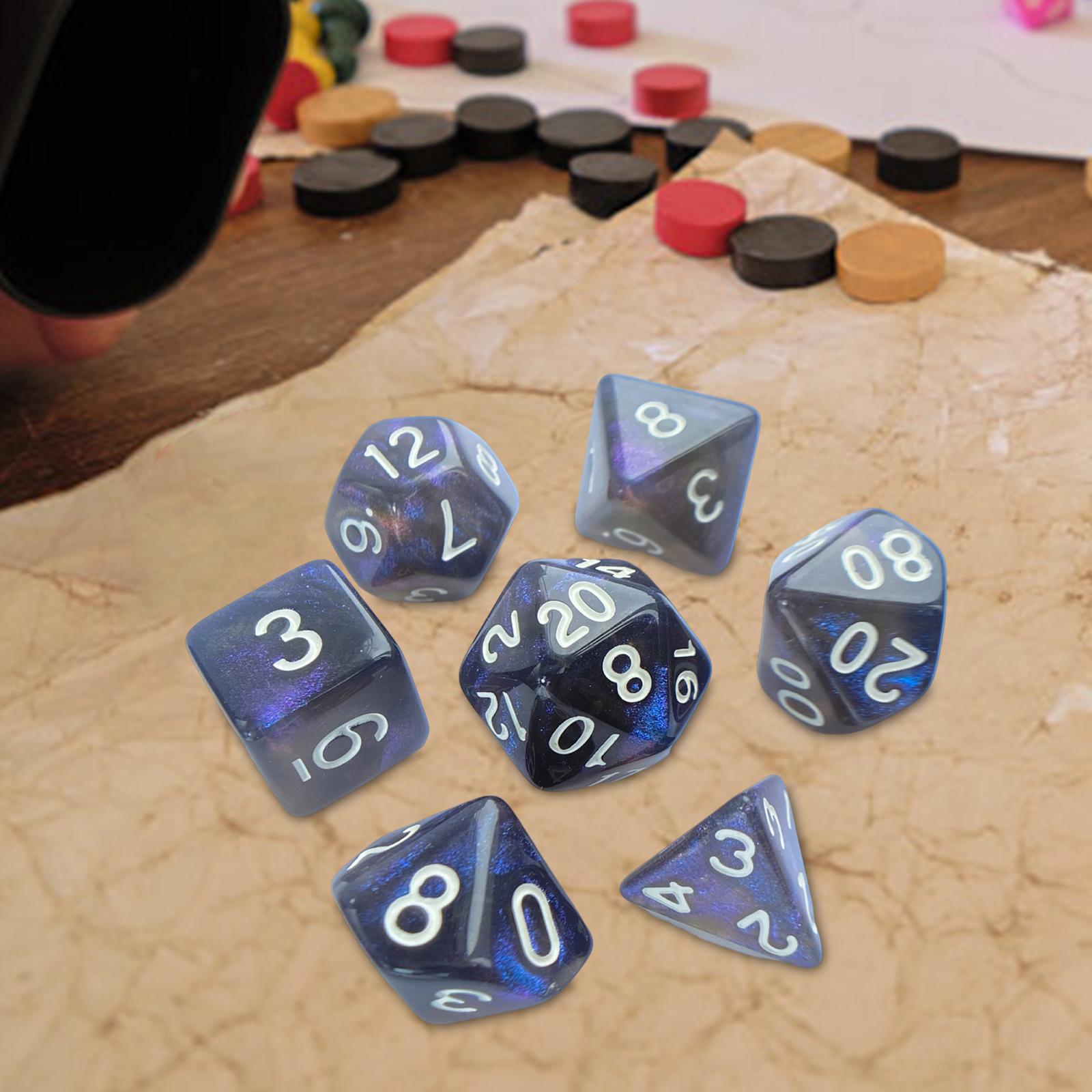 2x7 Pieces Polyhedral Dices Set Game Dices for Party Game Table Game Card Game Black and Blue