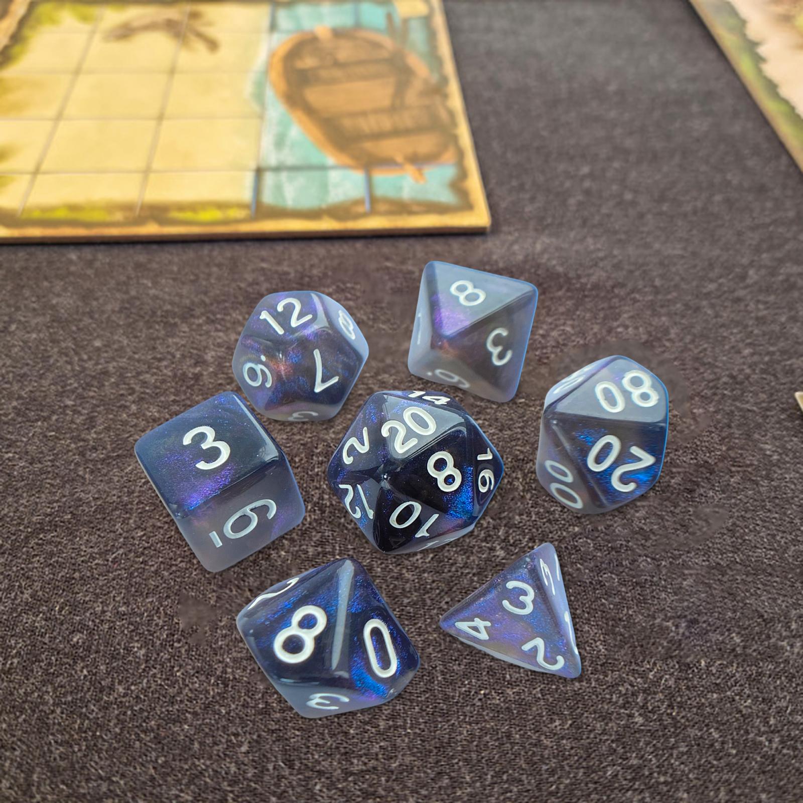 3x7 Pieces Polyhedral Dices Set Game Dices for Party Game Table Game Card Game Black and Blue