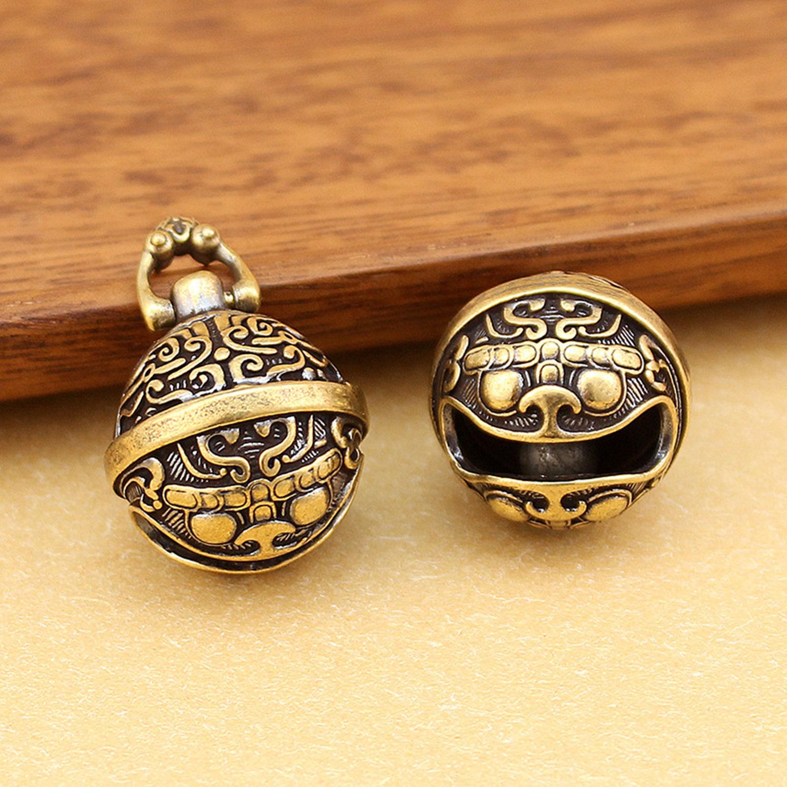 3xBrass Bell Pendant Keychains Hanging Car Keychains for Indoor Halloween Door