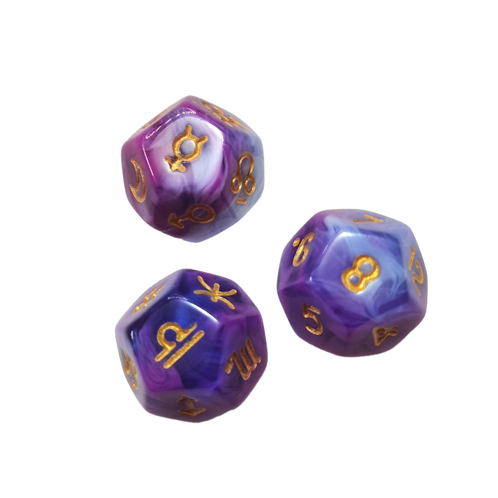 4x3 Pieces D12 Polyhedral Dice Astrology Dices for Card Game Role Playing Game Style F