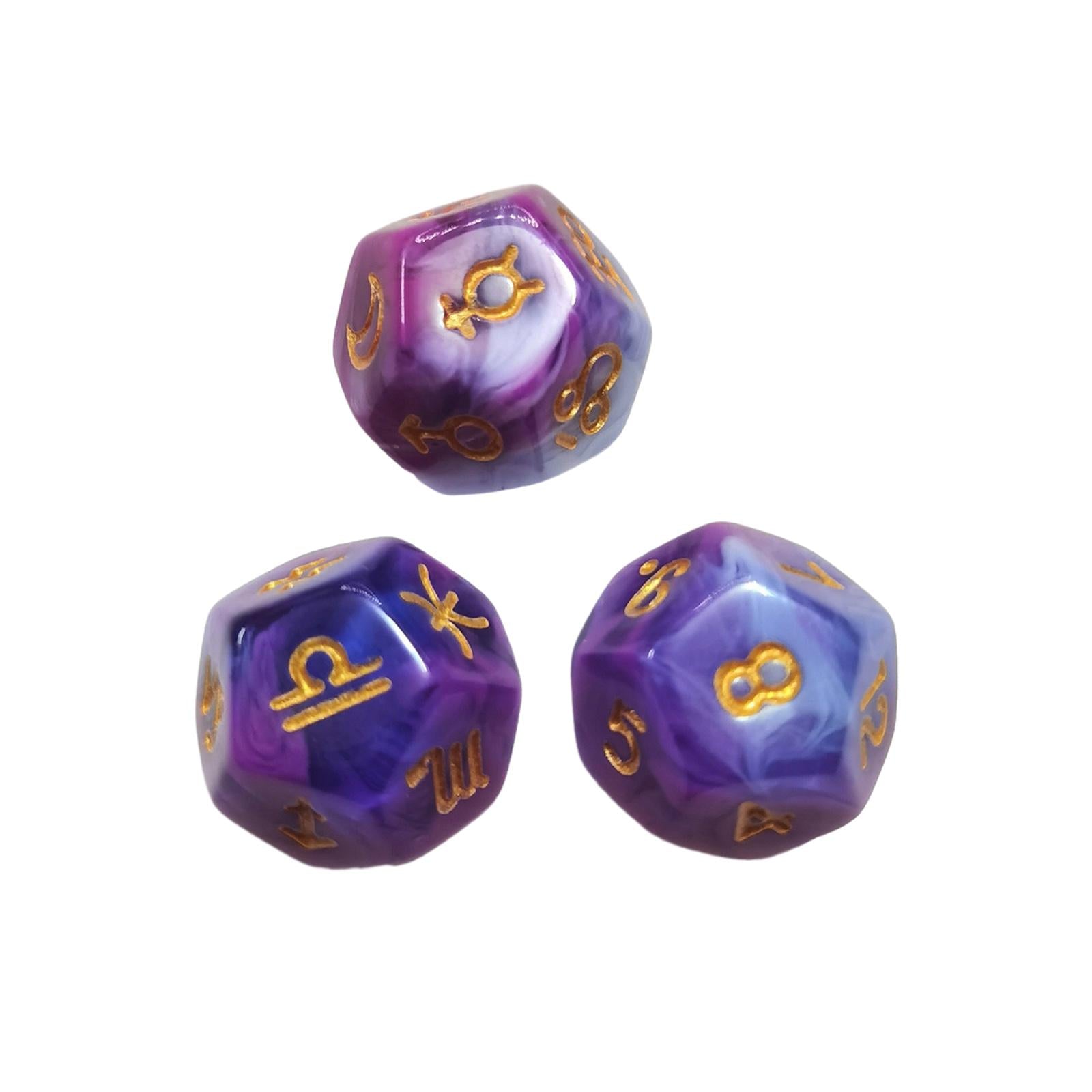 2x3 Pieces D12 Polyhedral Dice Astrology Dices for Card Game Role Playing Game Style F