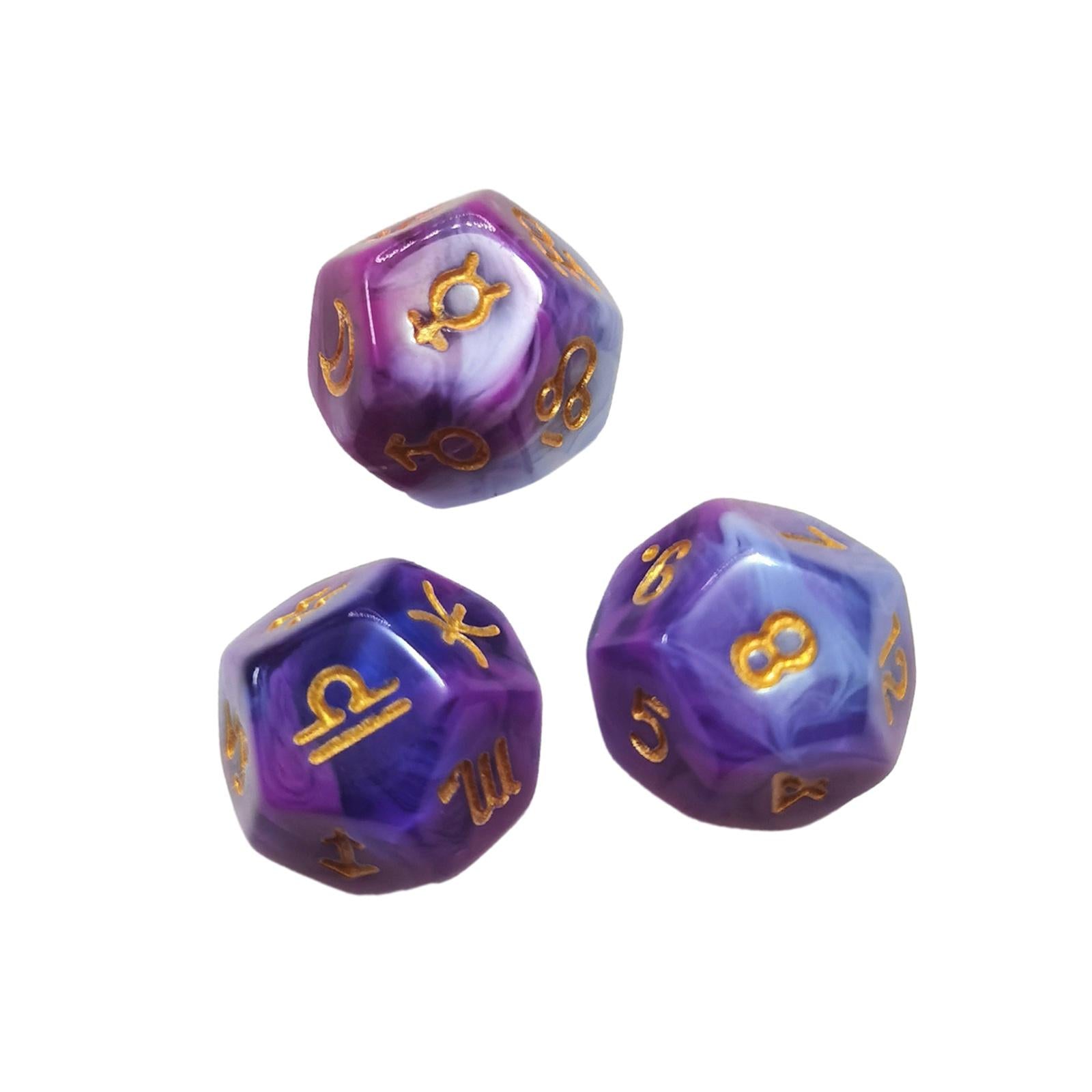 4x3 Pieces D12 Polyhedral Dice Astrology Dices for Card Game Role Playing Game Style F