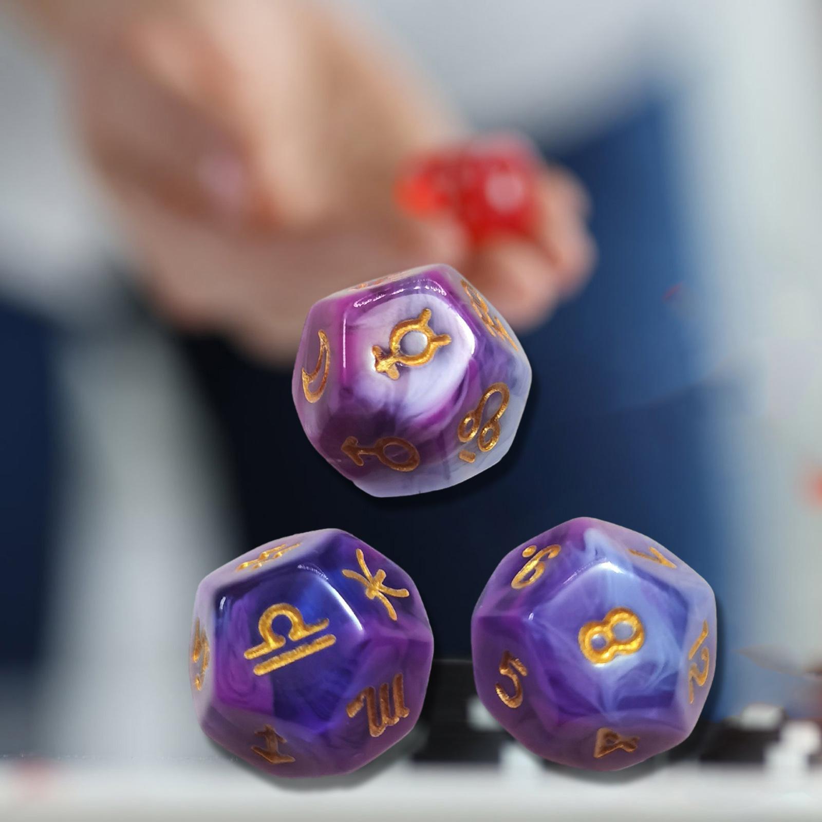 2x3 Pieces D12 Polyhedral Dice Astrology Dices for Card Game Role Playing Game Style F