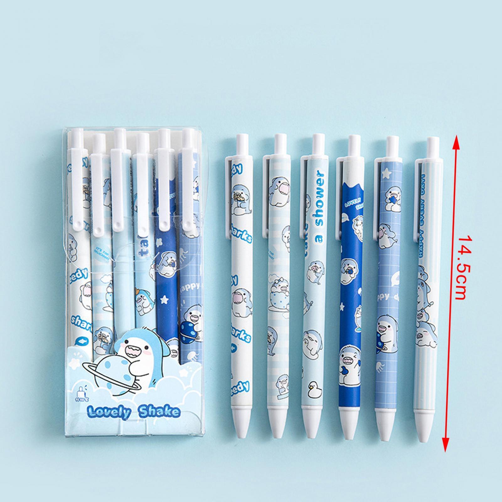 4x6Pcs Rollerball Pens Retractable Ballpoint Pens for Students Kids Journaling Shark