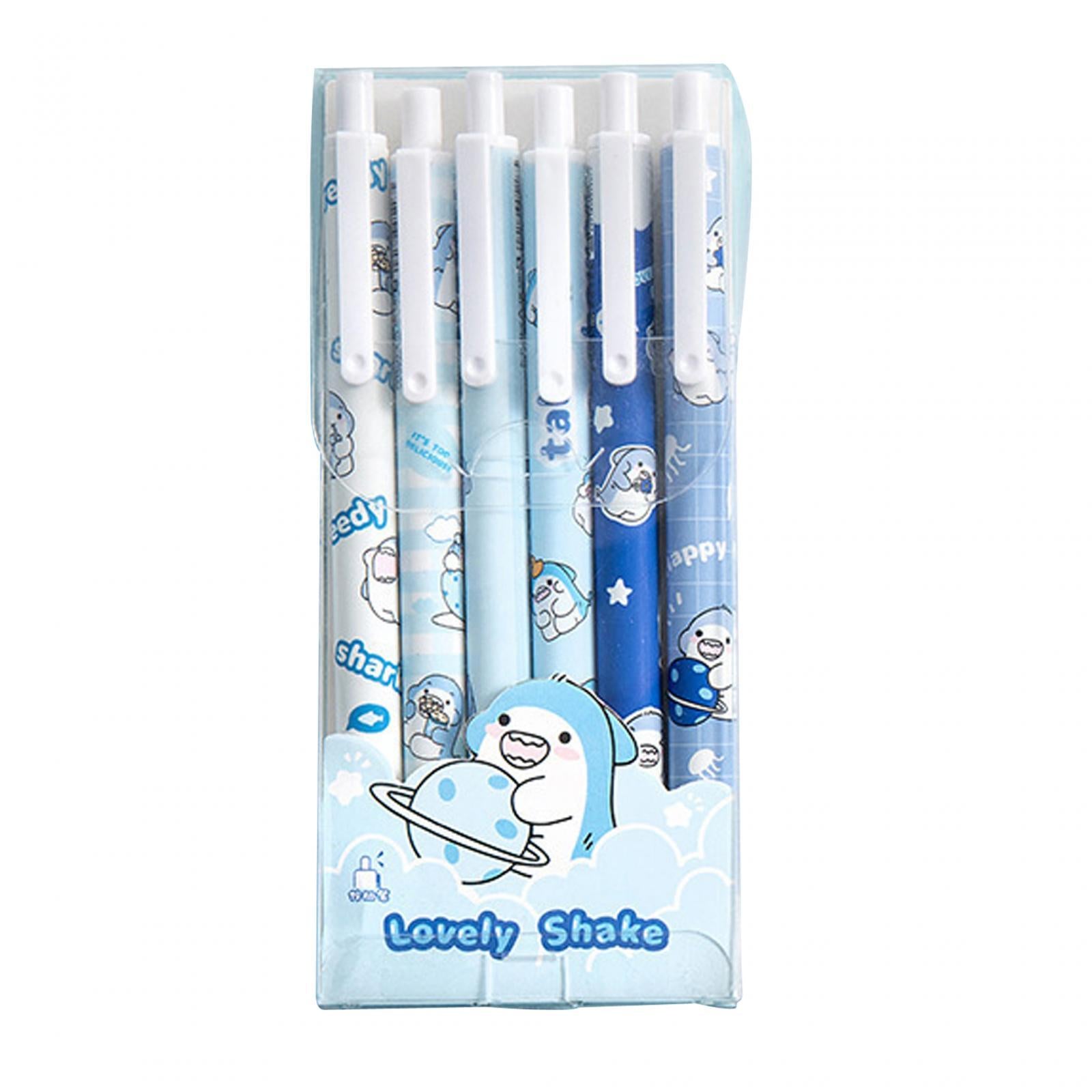 4x6Pcs Rollerball Pens Retractable Ballpoint Pens for Students Kids Journaling Shark