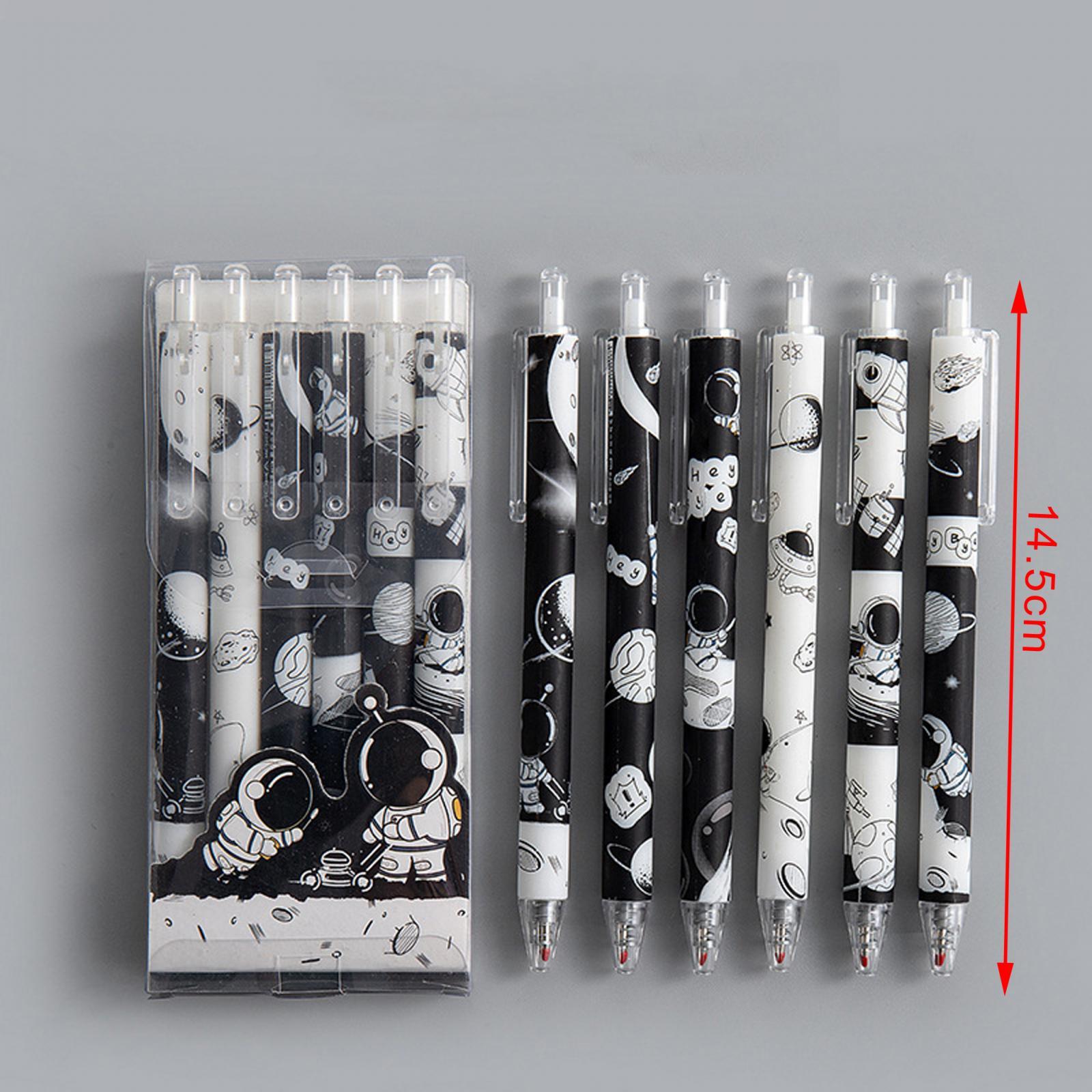 2x6Pcs Rollerball Pens Retractable Ballpoint Pens for Students Kids Journaling Astronaut