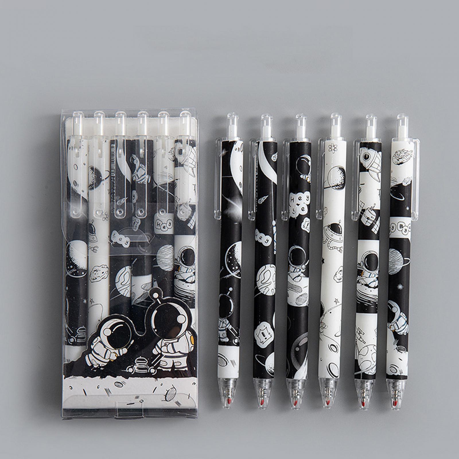 2x6Pcs Rollerball Pens Retractable Ballpoint Pens for Students Kids Journaling Astronaut