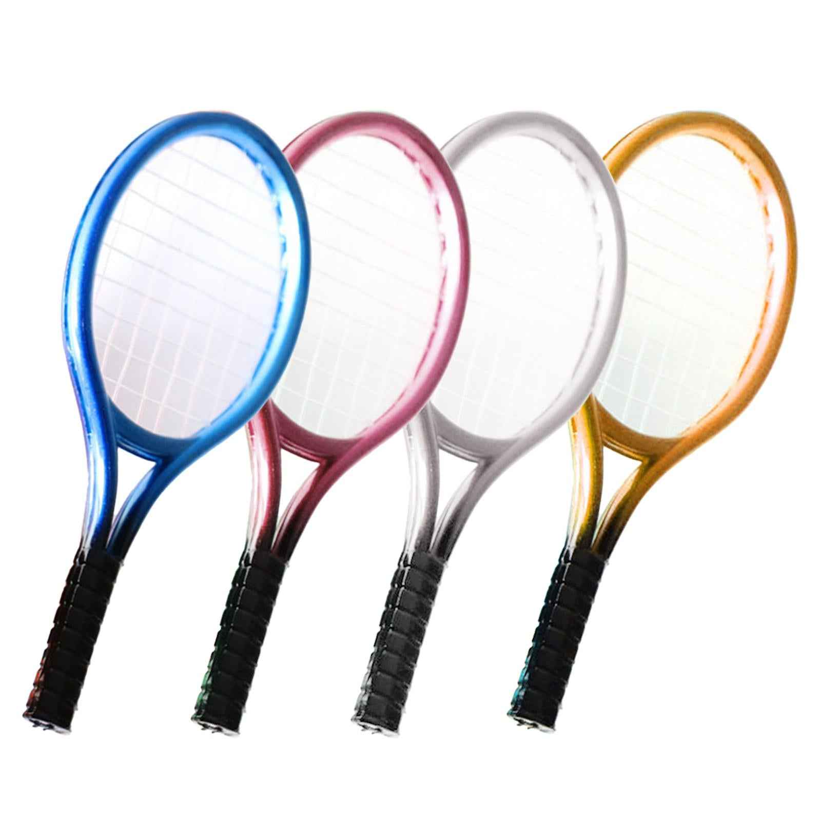 Mini Tennis Racket and Ball Set Crafts Cake Topper 1:12 Miniature Tennis Kit Blue