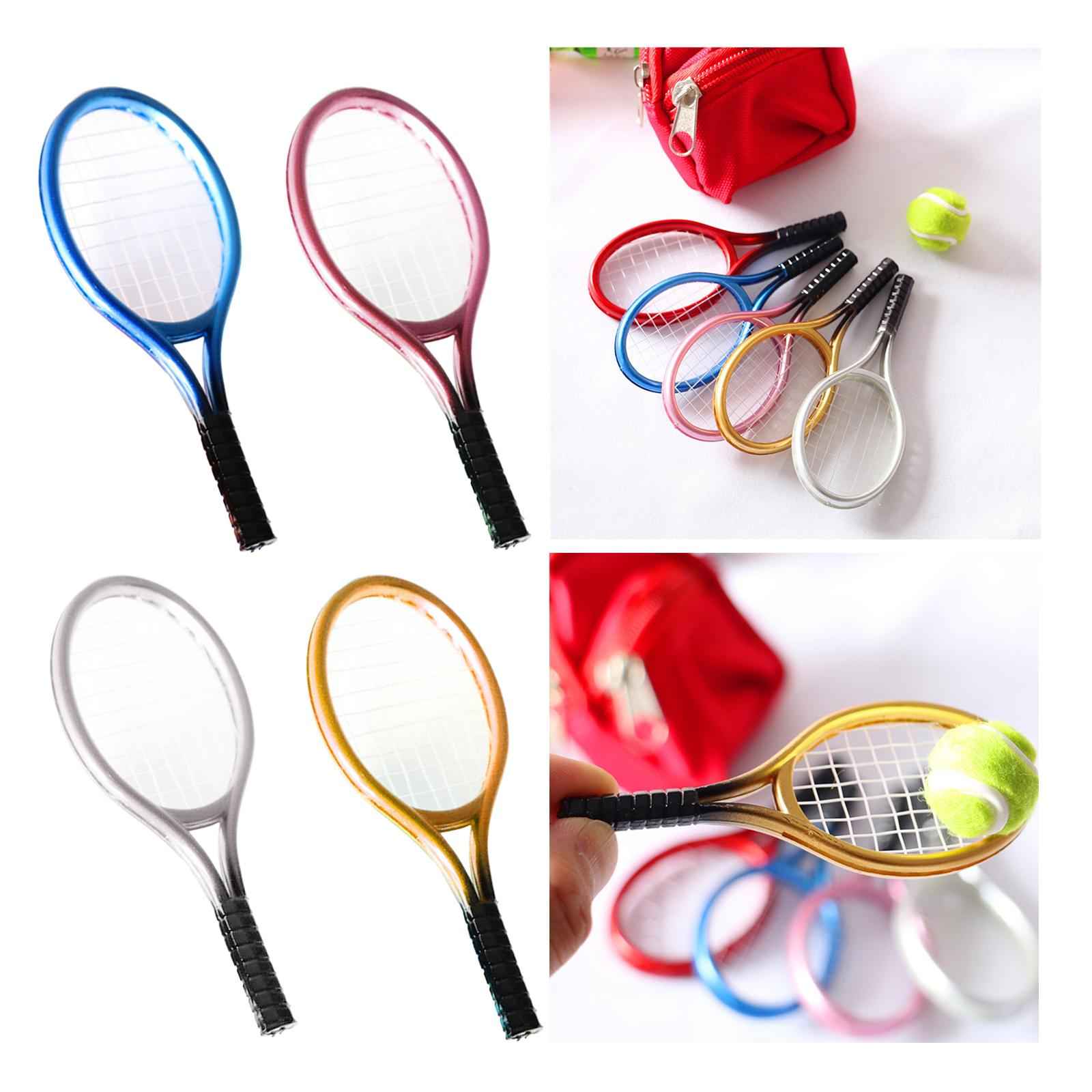 Mini Tennis Racket and Ball Set Crafts Cake Topper 1:12 Miniature Tennis Kit Blue