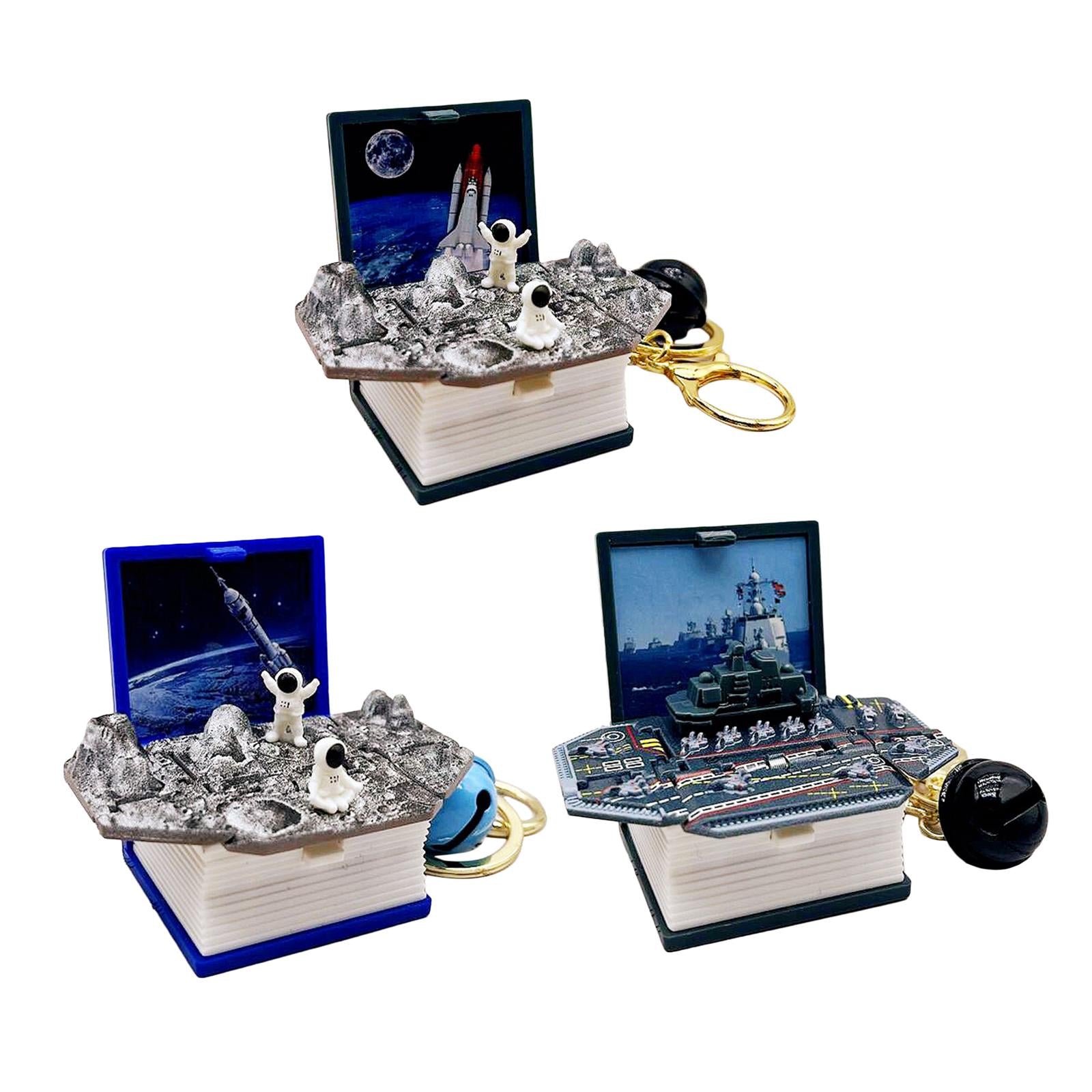 3x3D Book Keychain Cute 3D Backpack Keychain for Children Boys Girls Kids Space Black