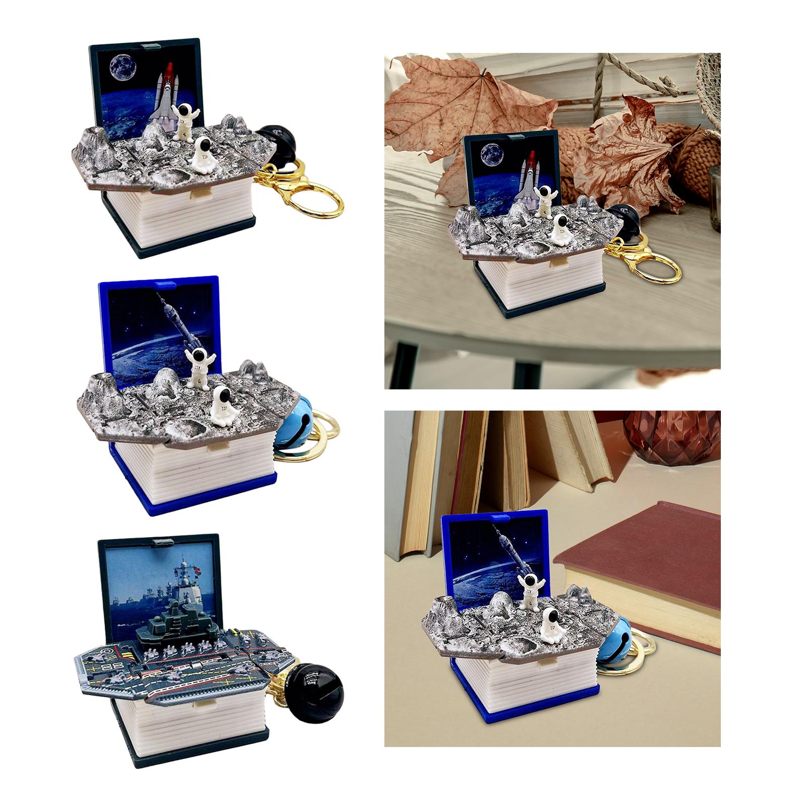 2x3D Book Keychain Cute 3D Backpack Keychain for Children Boys Girls Kids Space Black