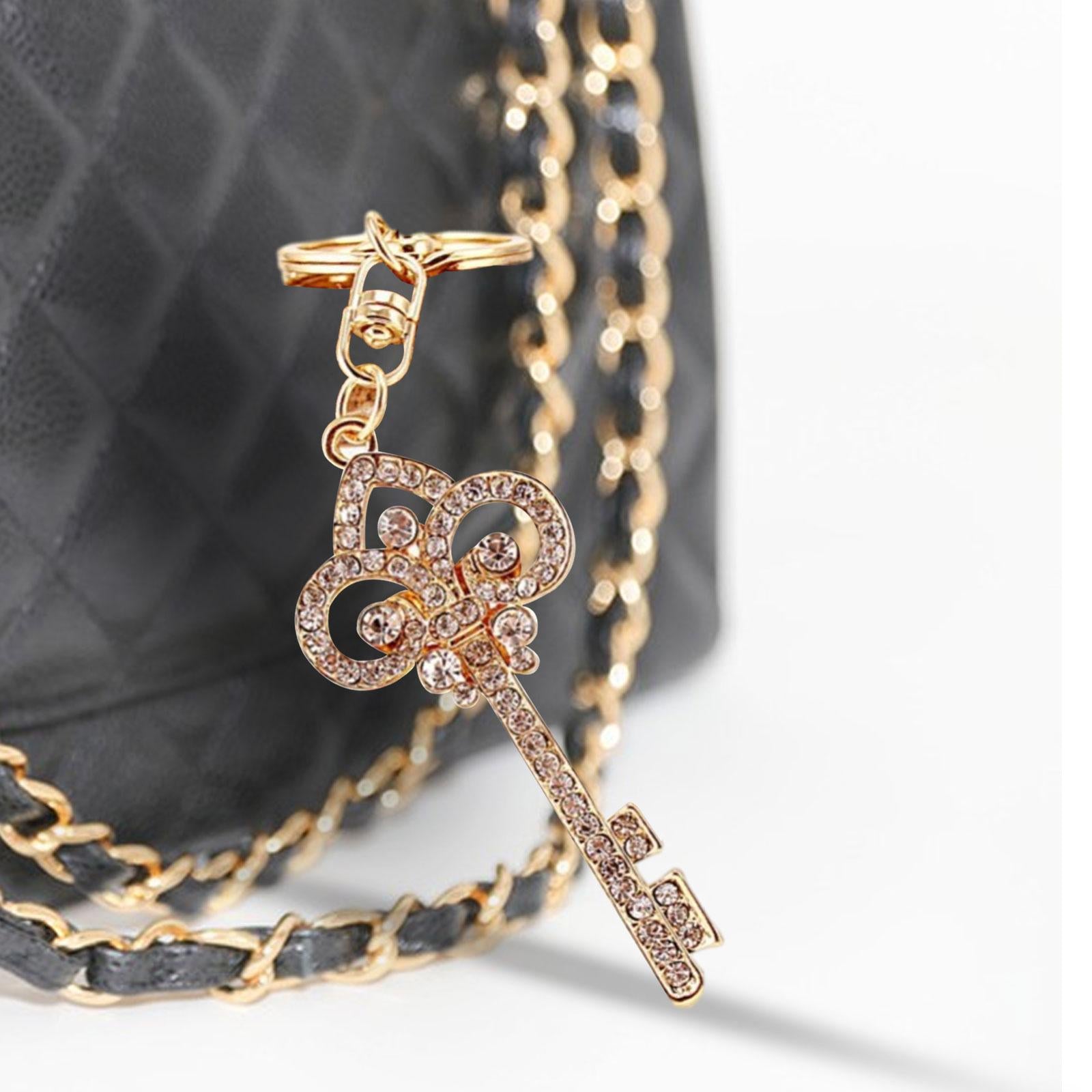 4xKey Rhinestone Keychain Sparkling Accessories Glitter Bag Pendant for Wallet