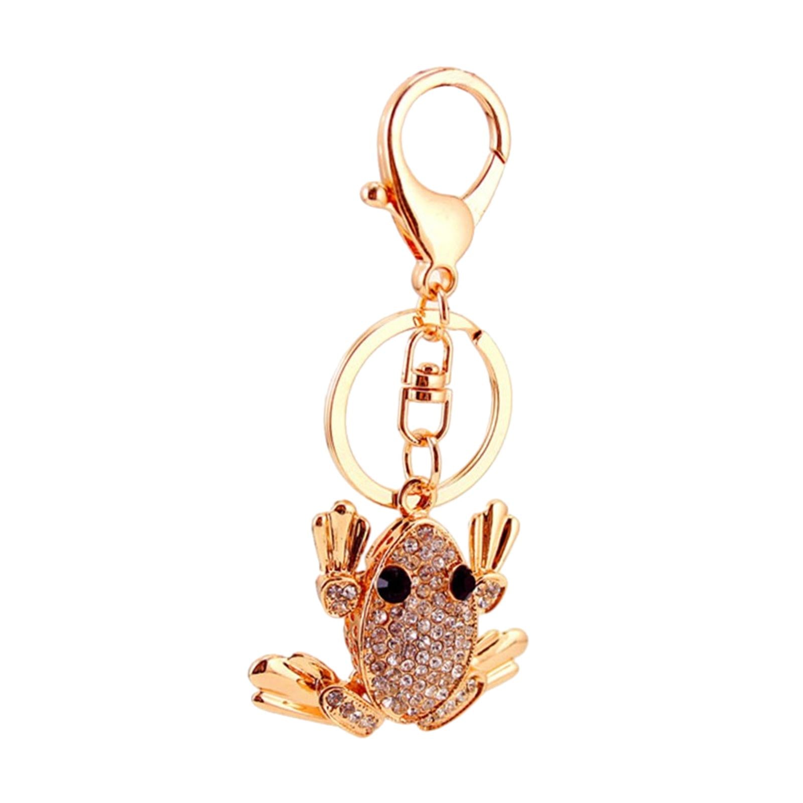 2xFrog Bling Keychains Sparkling 3D Golden Bling Key Rings Holder for Women Girls