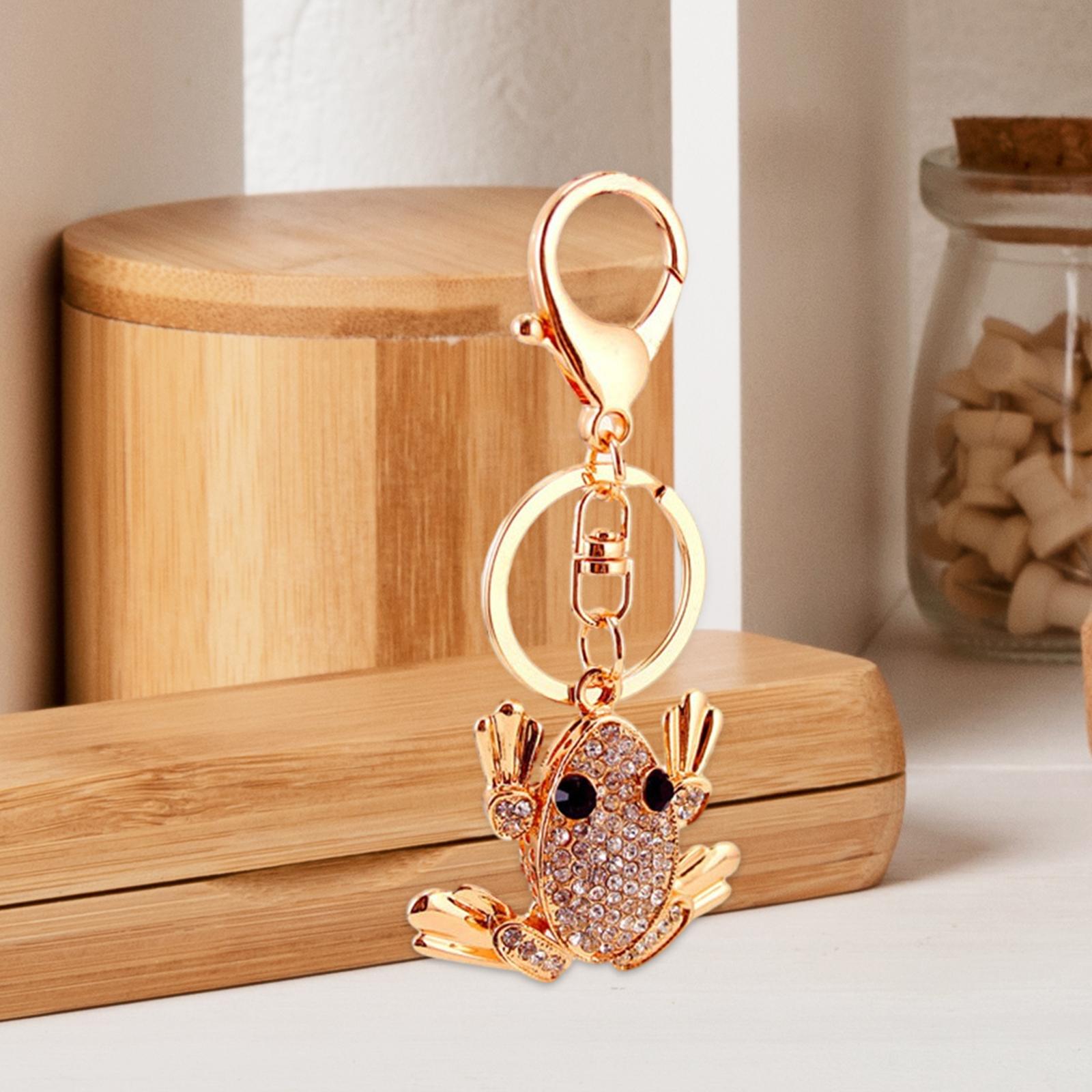 3xFrog Bling Keychains Sparkling 3D Golden Bling Key Rings Holder for Women Girls