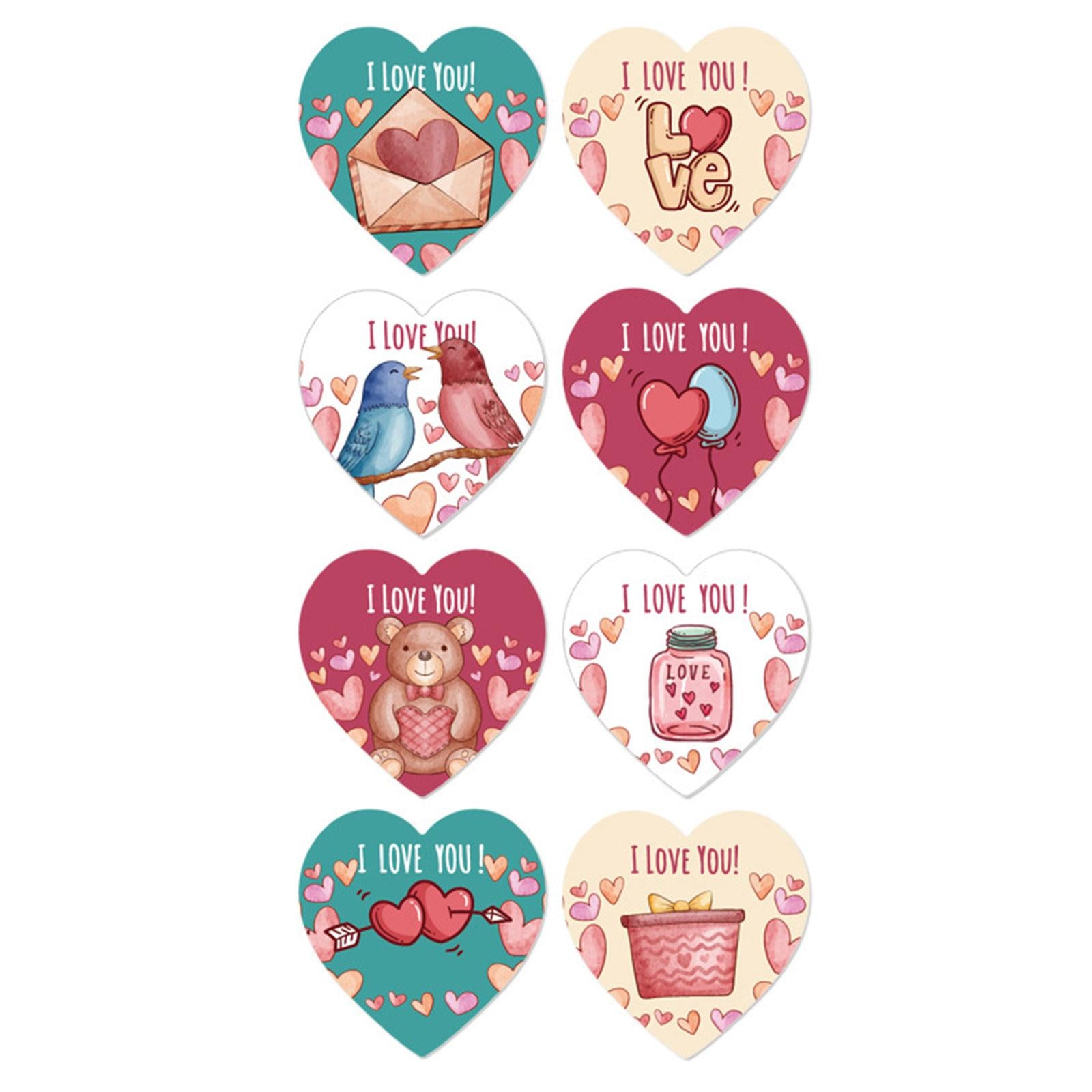 2xBulk Valentines Stickers for Crafts Love Heart Stickers for Anniversary Wall Style B