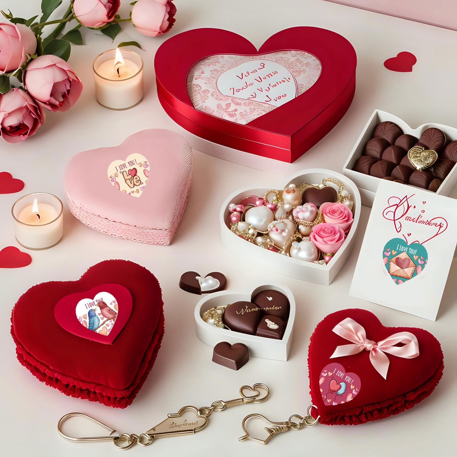 2xBulk Valentines Stickers for Crafts Love Heart Stickers for Anniversary Wall Style B