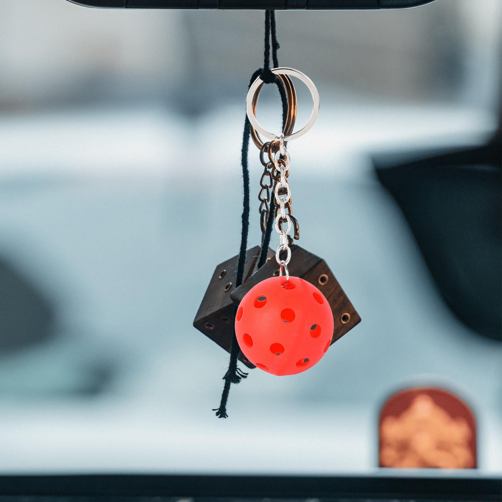 2xPickleball Keychain Portable Pickleball Bag for Backpack Hoilday Handbag red