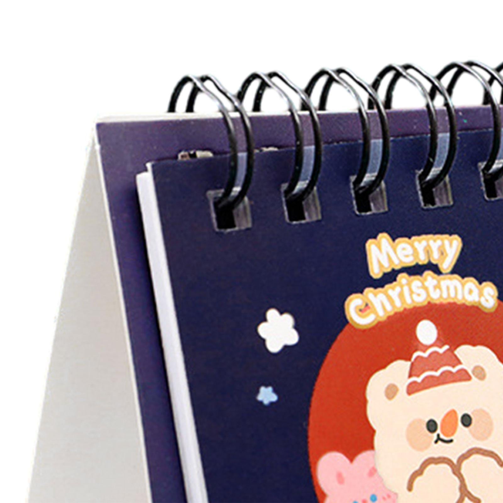 2xCute Standing Flip Desktop Calendar Twin Wire Binding Calendar for Household Blue