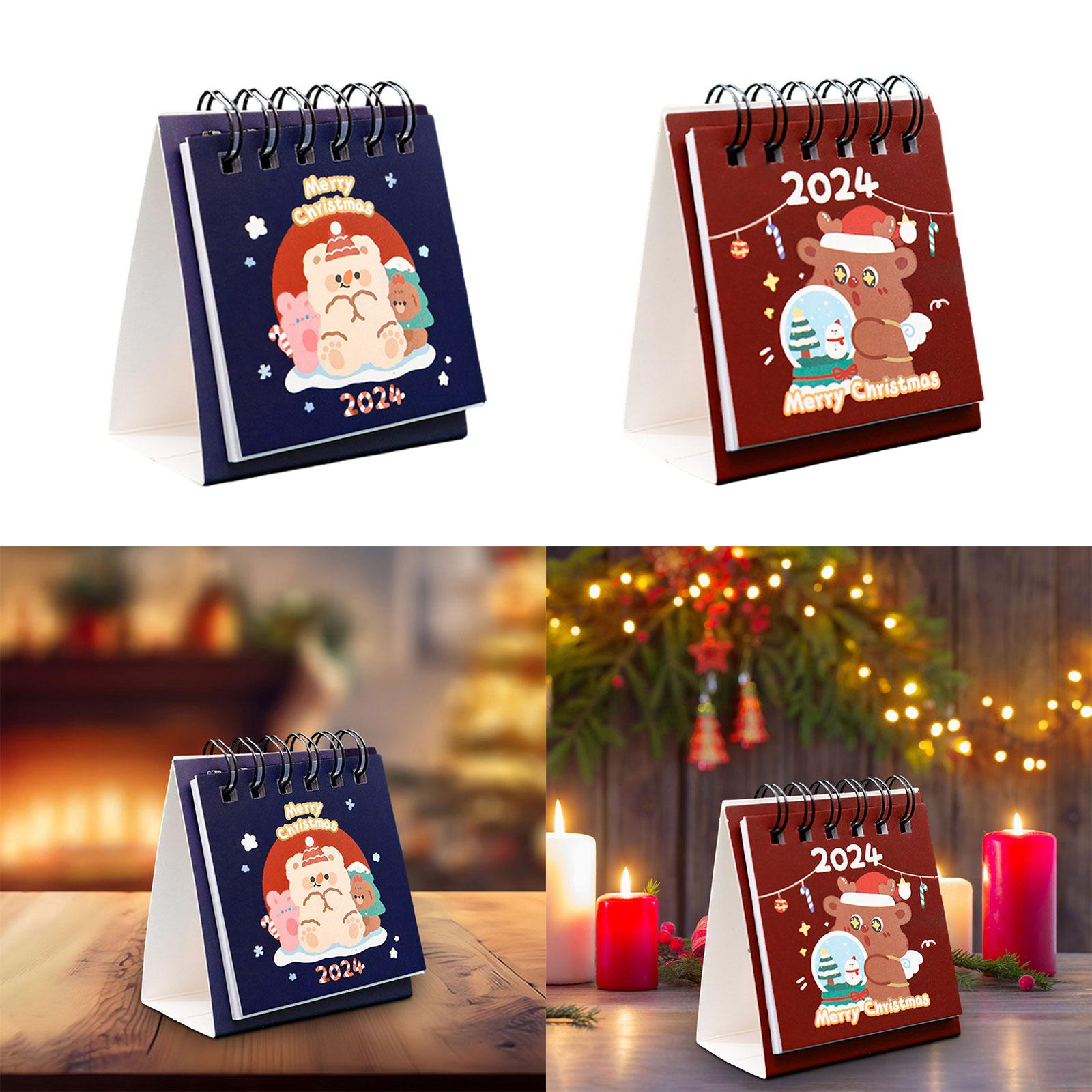 3xCute Standing Flip Desktop Calendar Twin Wire Binding Calendar for Household Blue