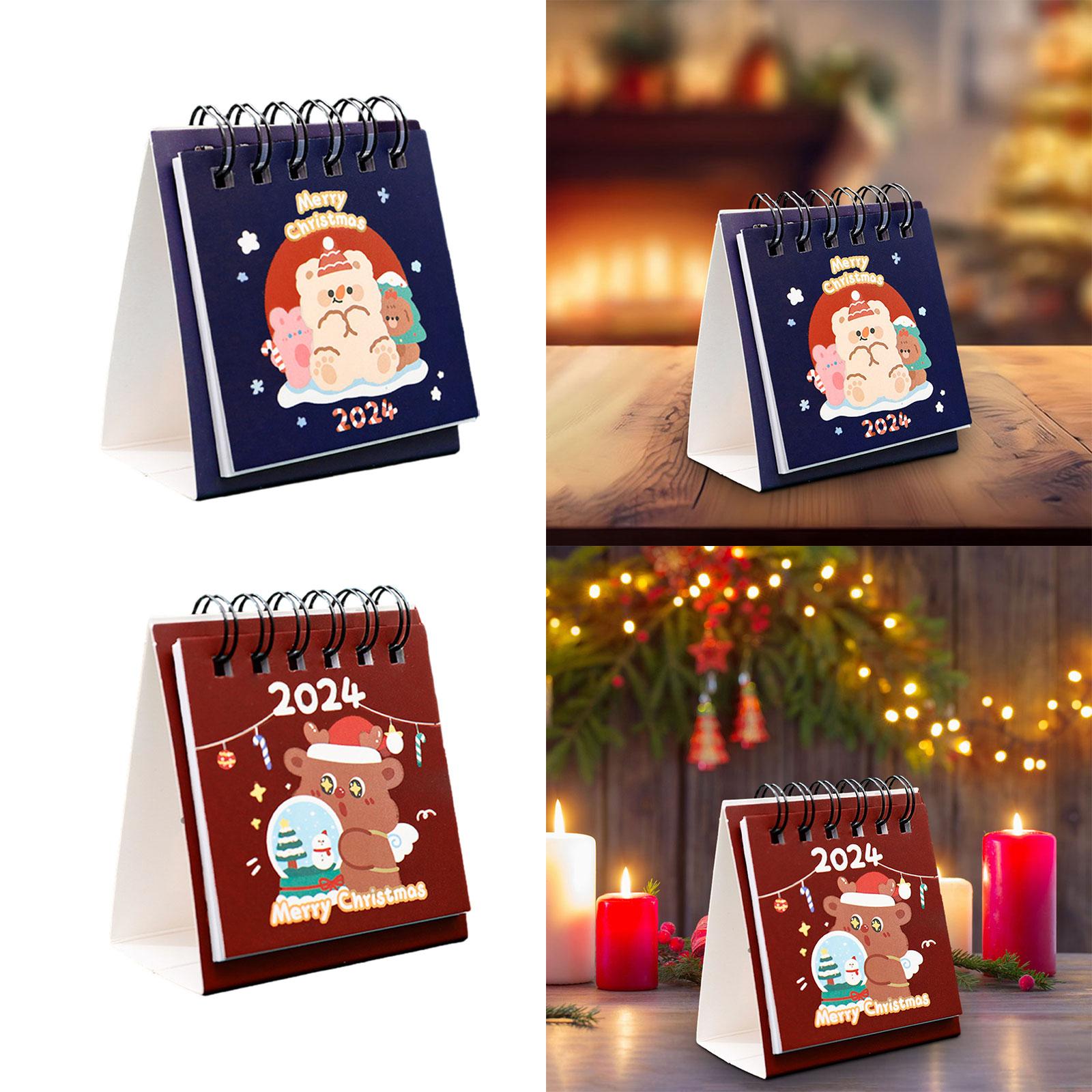 3xCute Standing Flip Desktop Calendar Twin Wire Binding Calendar for Household Blue