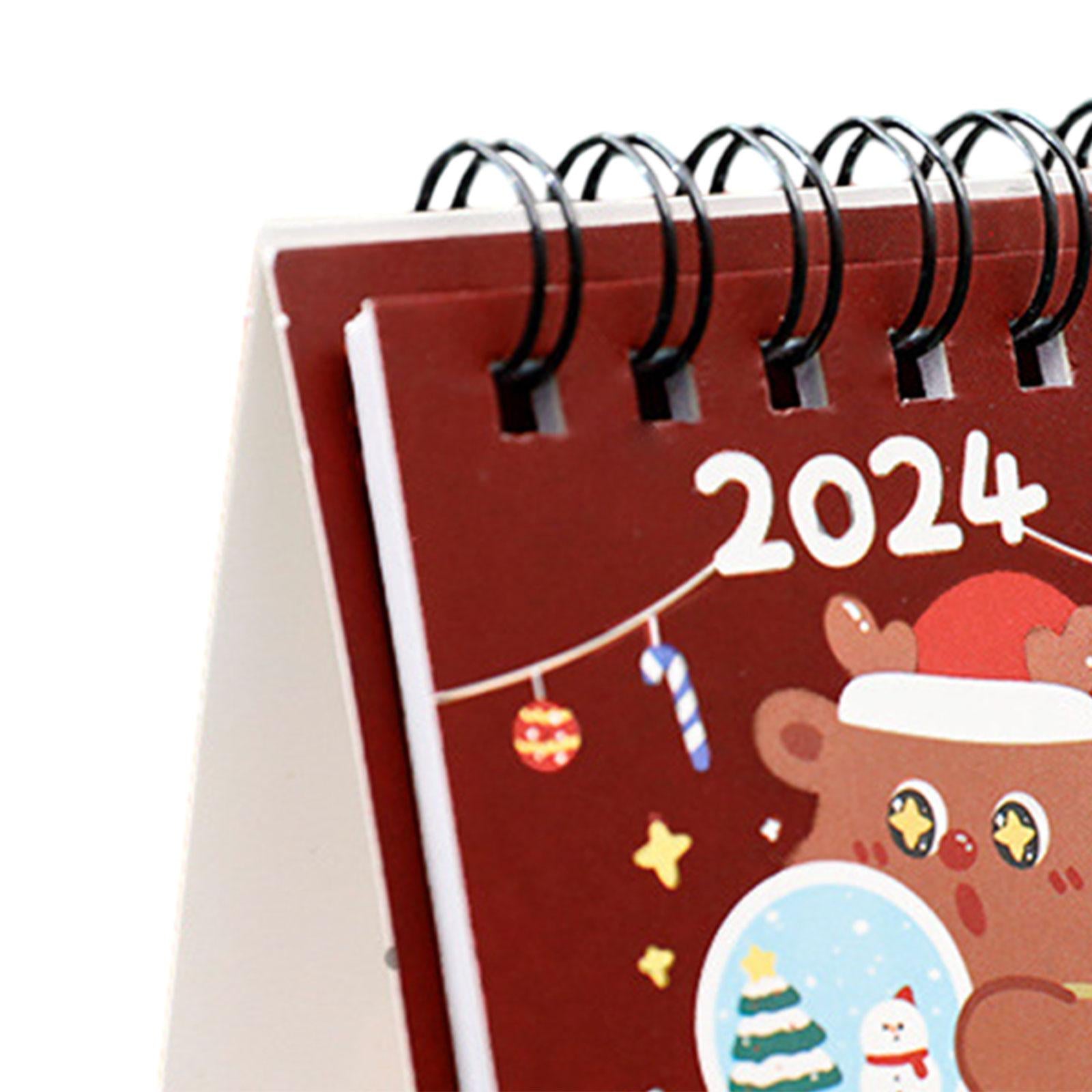 3xCute Standing Flip Desktop Calendar Twin Wire Binding Calendar for Household Red