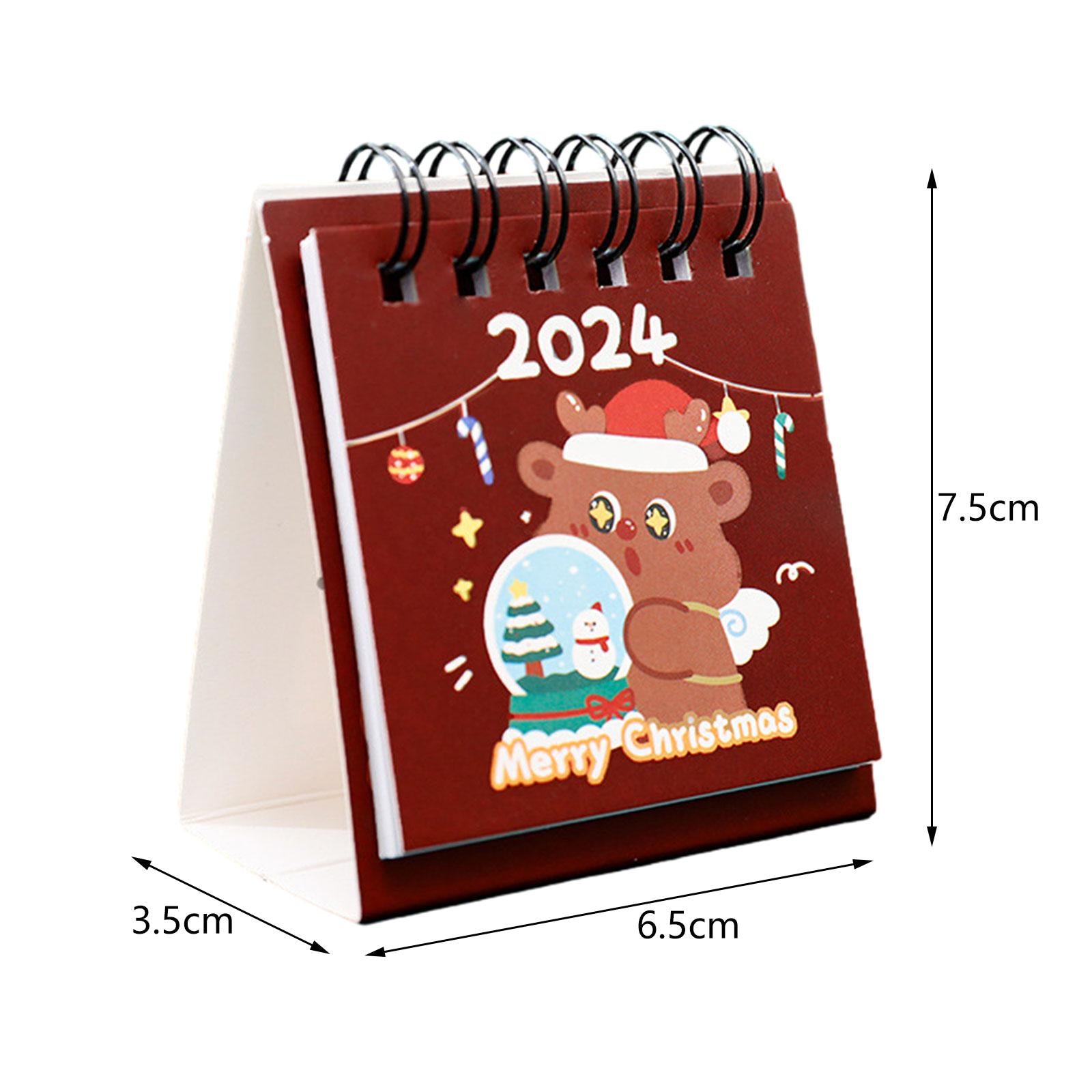 4xCute Standing Flip Desktop Calendar Twin Wire Binding Calendar for Household Red